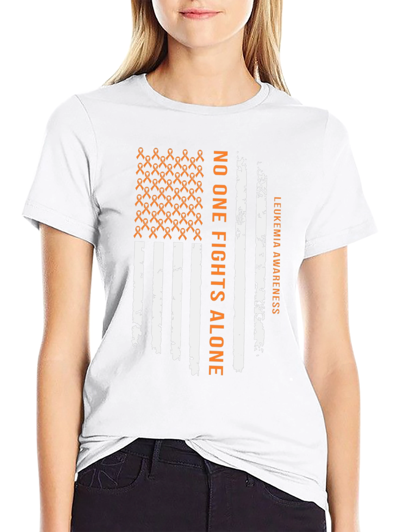 Leukemia Awareness T-Shirt - No One Fights Alone