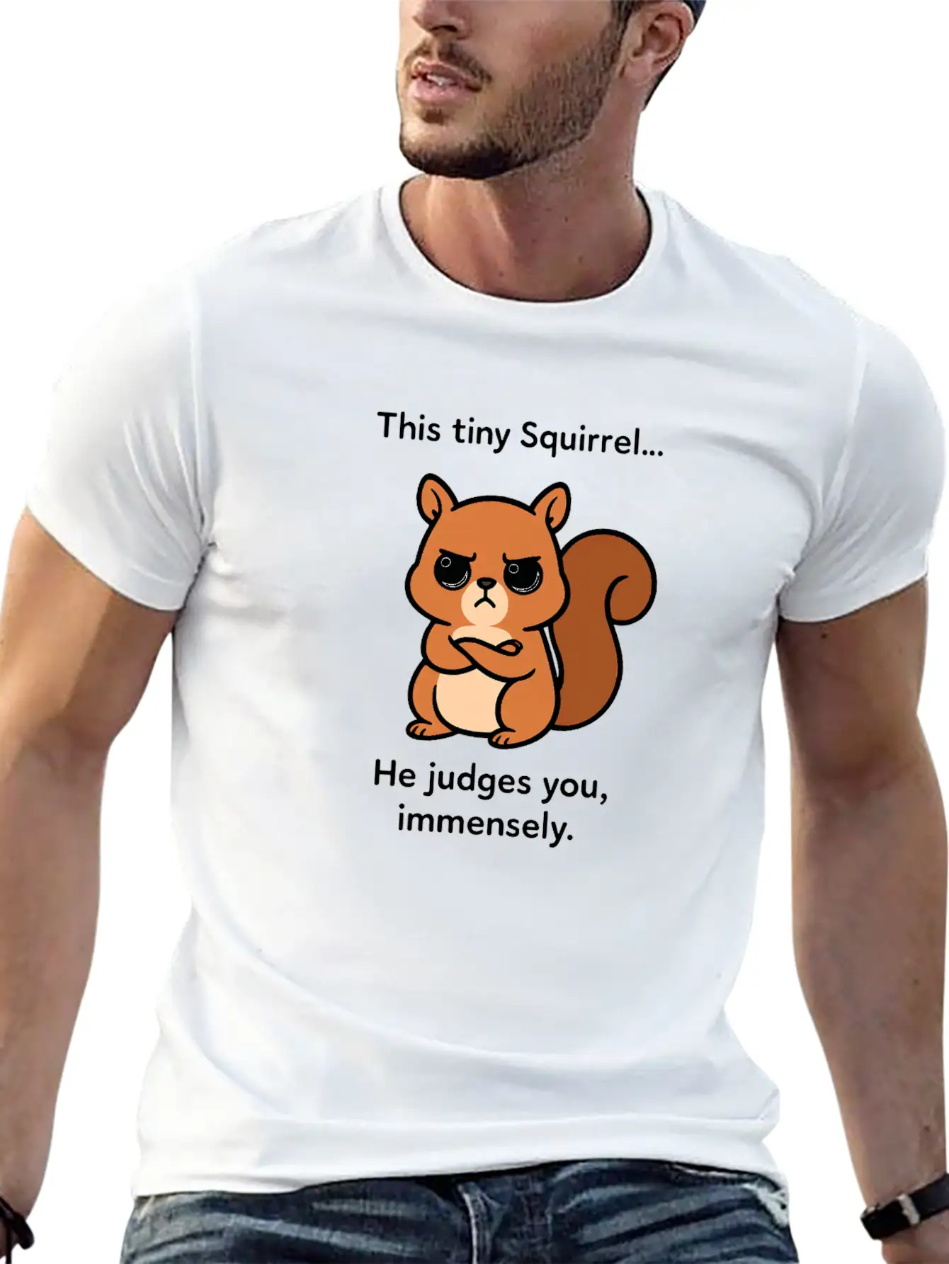 Judgy Squirrel Unisex Short Sleeve Soft Cotton T-Shirt – Casual Everyday Wear