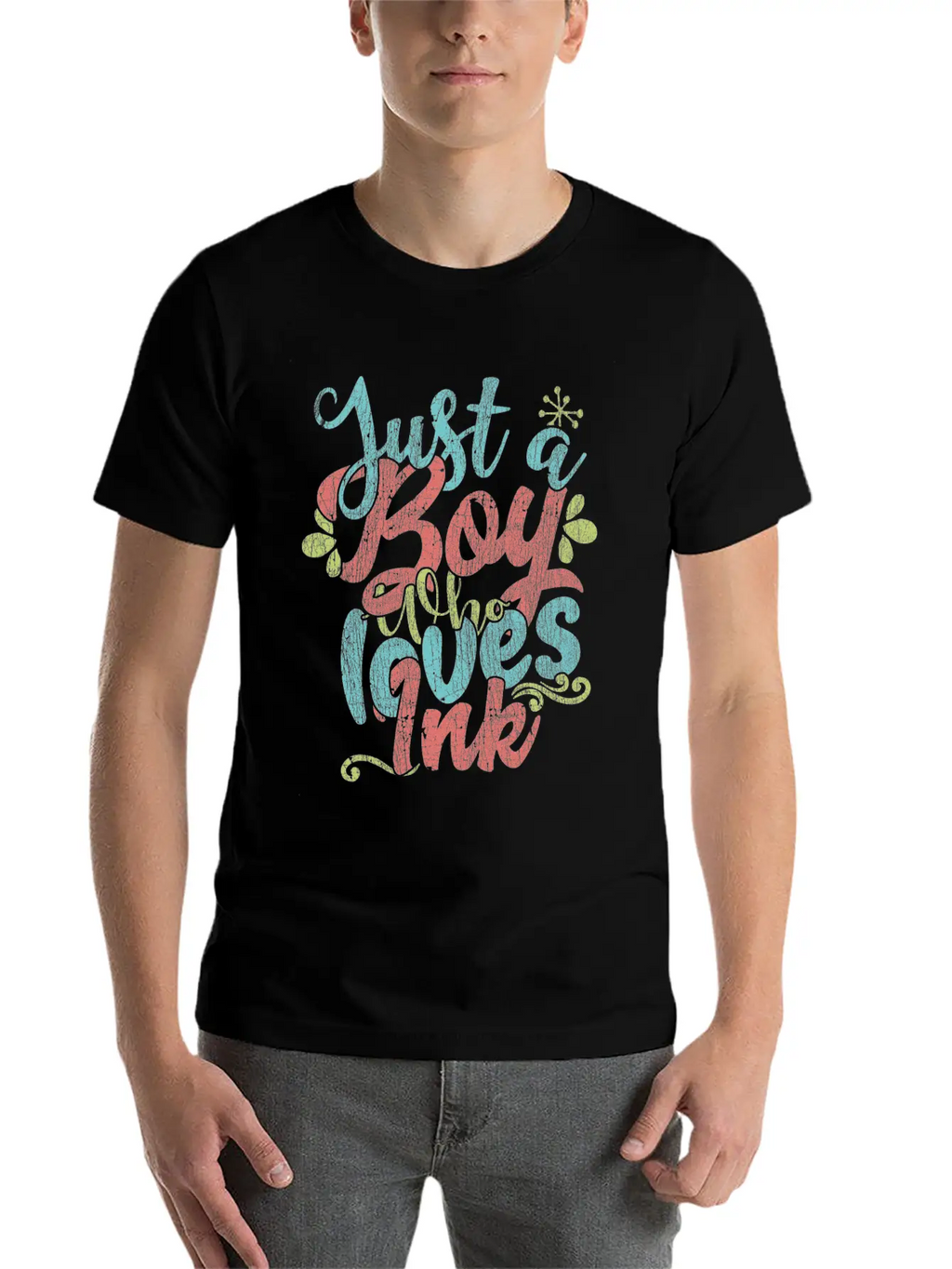 Just A Boy Who Loves Ink Gift Product Unisex Short Sleeve Soft Cotton T-Shirt – Casual Everyday Wear