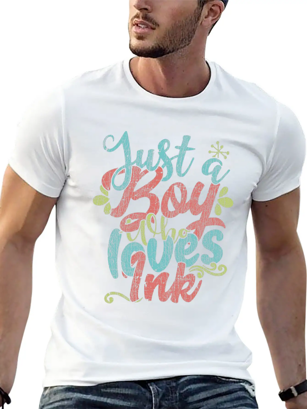 Just A Boy Who Loves Ink Gift Product Unisex Short Sleeve Soft Cotton T-Shirt – Casual Everyday Wear