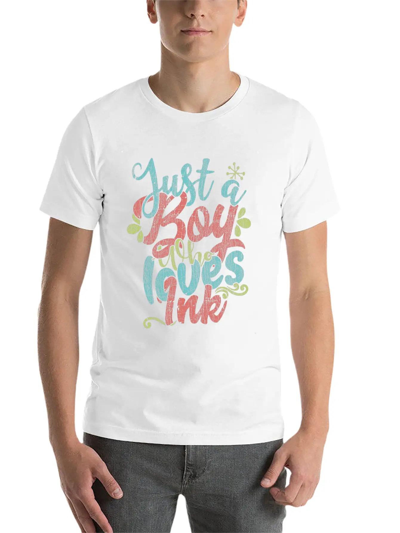 Just A Boy Who Loves Ink Gift Product Unisex Short Sleeve Soft Cotton T-Shirt – Casual Everyday Wear
