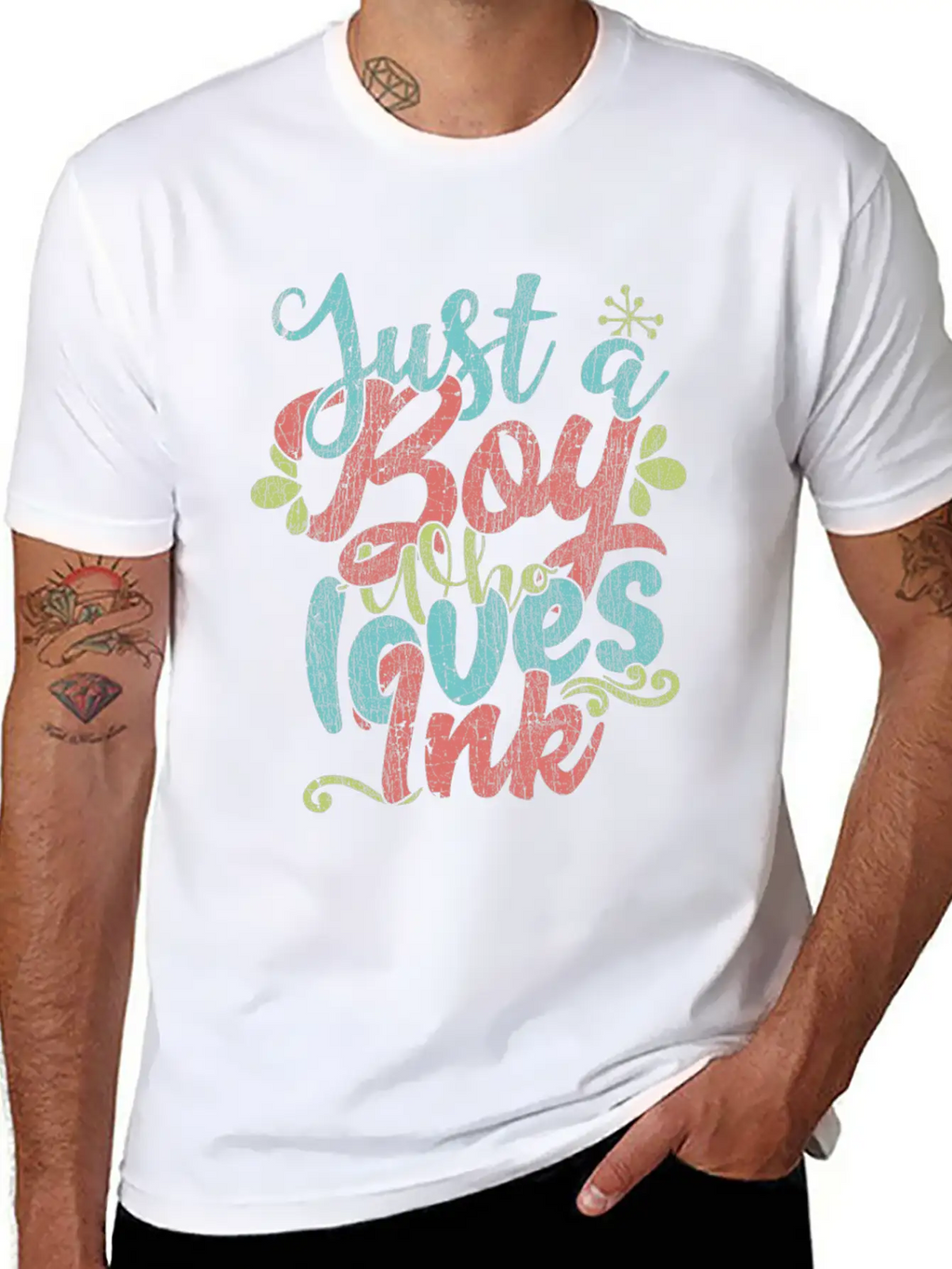 Just A Boy Who Loves Ink Gift Product Unisex Short Sleeve Soft Cotton T-Shirt – Casual Everyday Wear