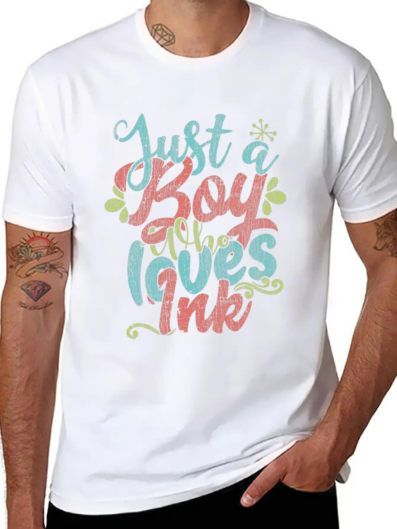 Just A Boy Who Loves Ink Gift Product Unisex Short Sleeve Soft Cotton T-Shirt – Casual Everyday Wear