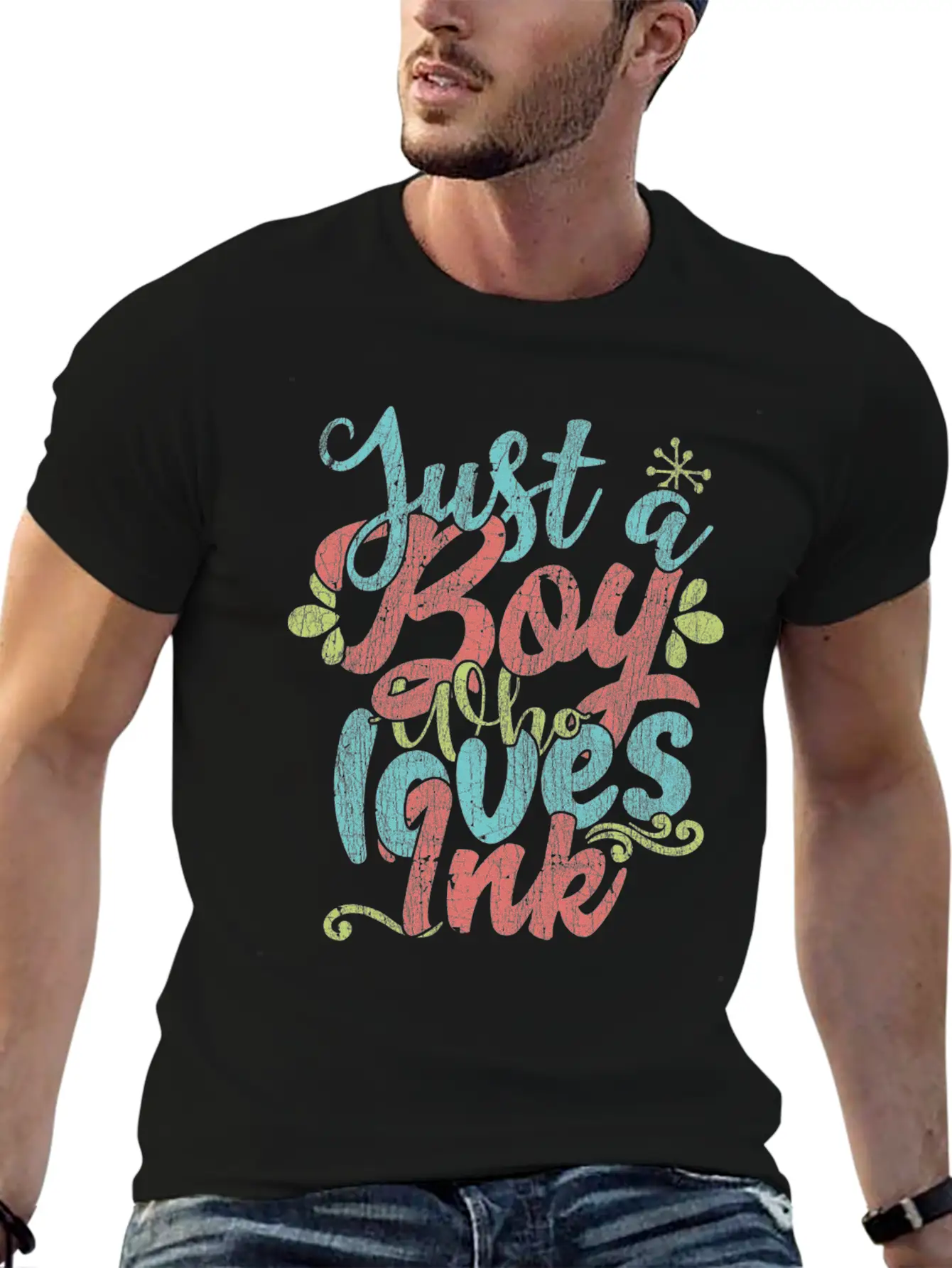 Just A Boy Who Loves Ink Gift Product Unisex Short Sleeve Soft Cotton T-Shirt – Casual Everyday Wear