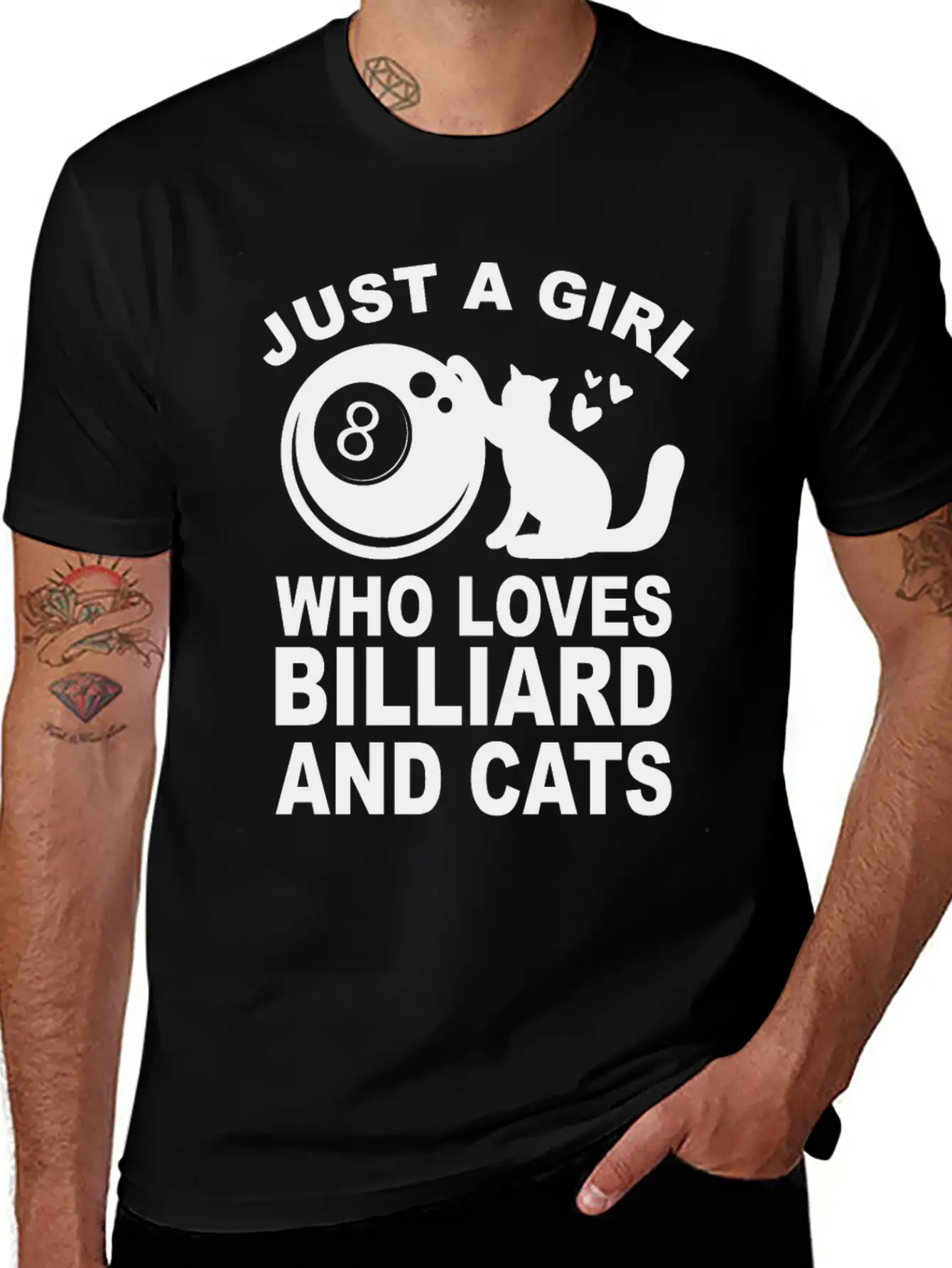 Just A Girl Who Loves Billiard And Cats Billiards Unisex Short Sleeve Soft Cotton T-Shirt – Casual Everyday Wear