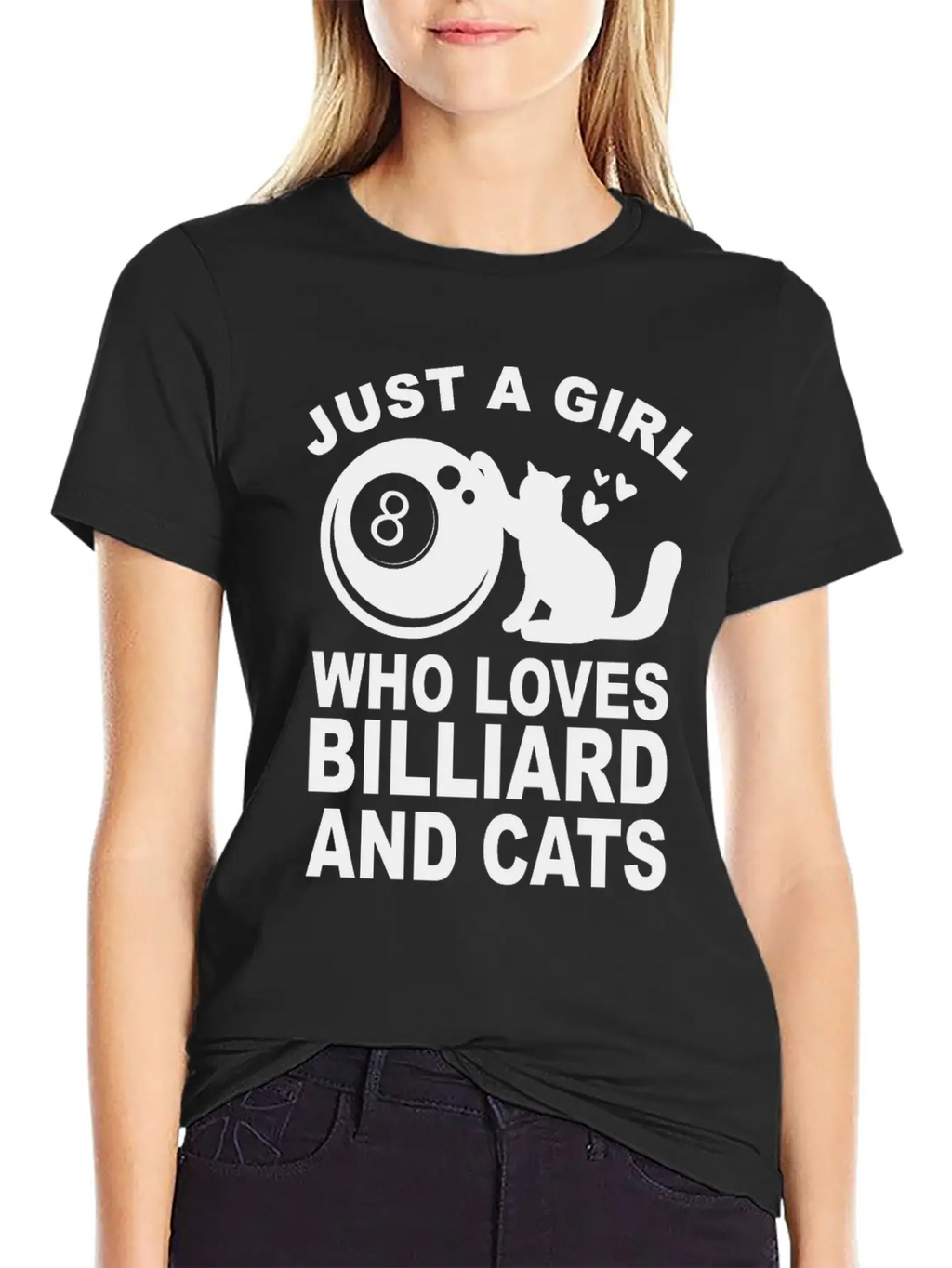 Just A Girl Who Loves Billiard And Cats Billiards Unisex Short Sleeve Soft Cotton T-Shirt – Casual Everyday Wear