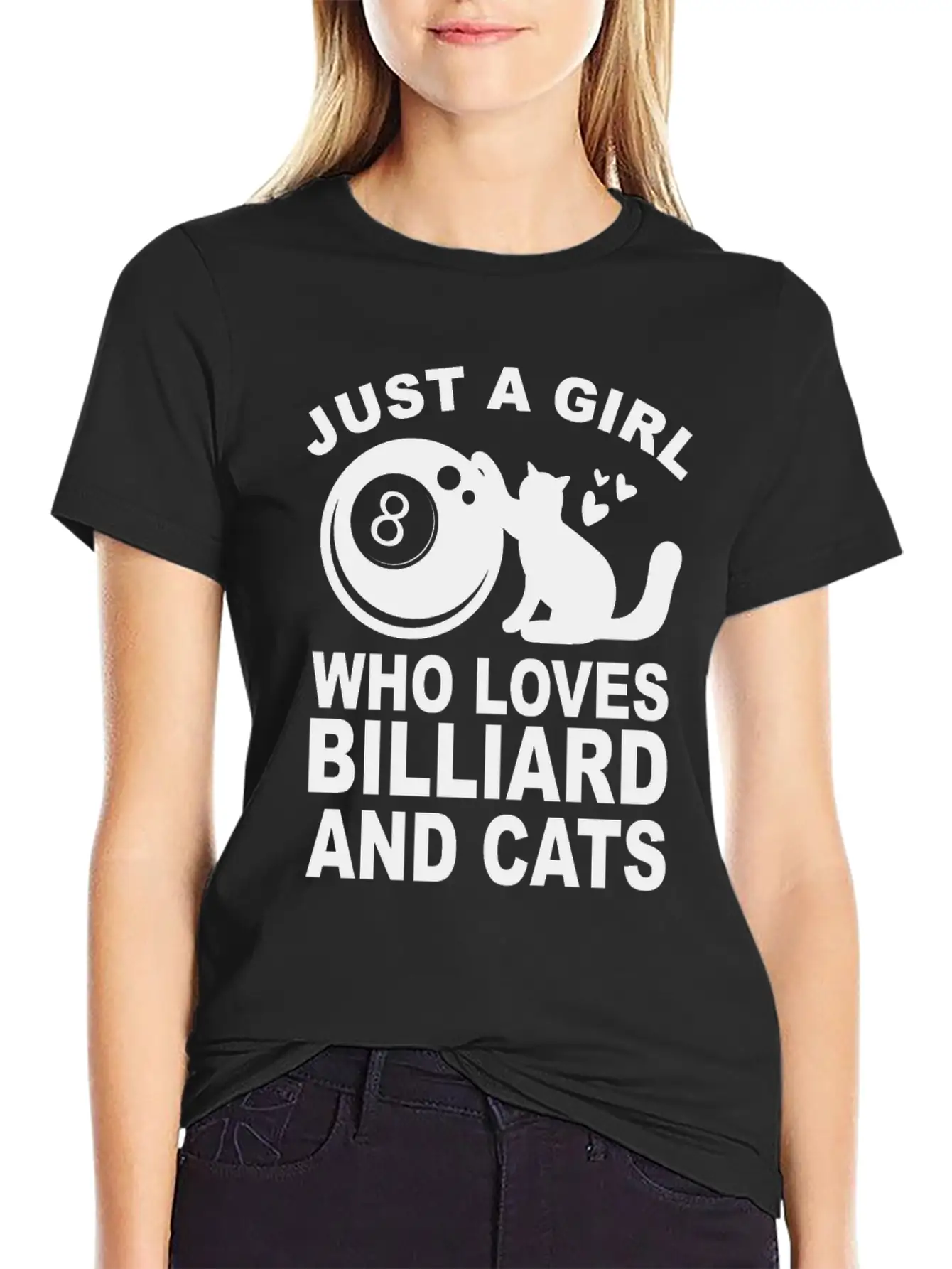 Just A Girl Who Loves Billiard And Cats Billiards Unisex Short Sleeve Soft Cotton T-Shirt – Casual Everyday Wear