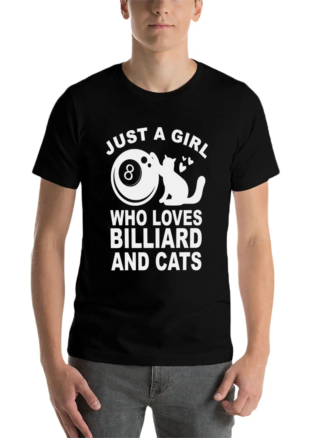 Just A Girl Who Loves Billiard And Cats Billiards Unisex Short Sleeve Soft Cotton T-Shirt – Casual Everyday Wear