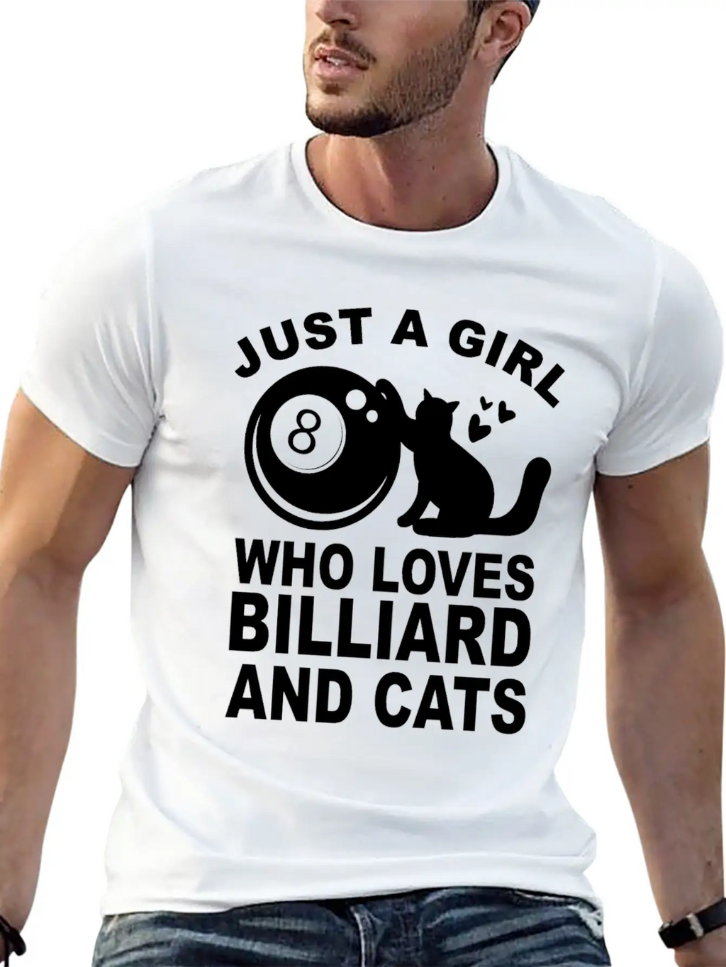 Just A Girl Who Loves Billiard And Cats Billiards Unisex Short Sleeve Soft Cotton T-Shirt – Casual Everyday Wear