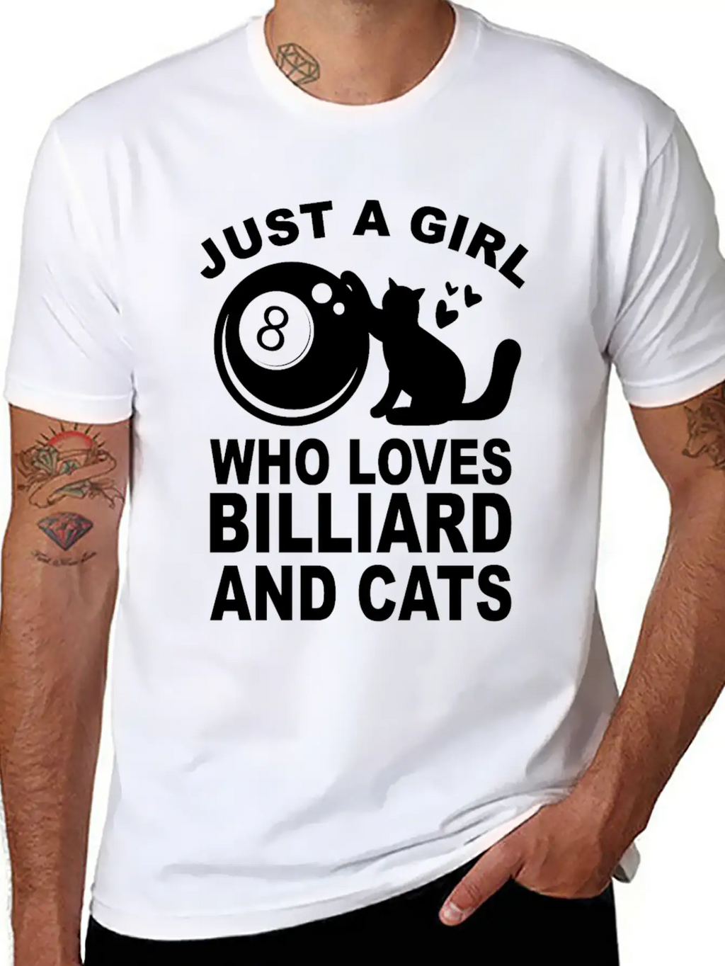 Just A Girl Who Loves Billiard And Cats Billiards Unisex Short Sleeve Soft Cotton T-Shirt – Casual Everyday Wear