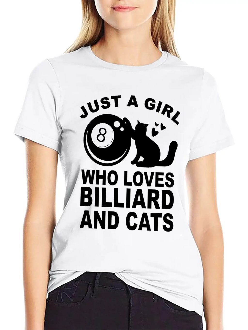 Just A Girl Who Loves Billiard And Cats Billiards Unisex Short Sleeve Soft Cotton T-Shirt – Casual Everyday Wear