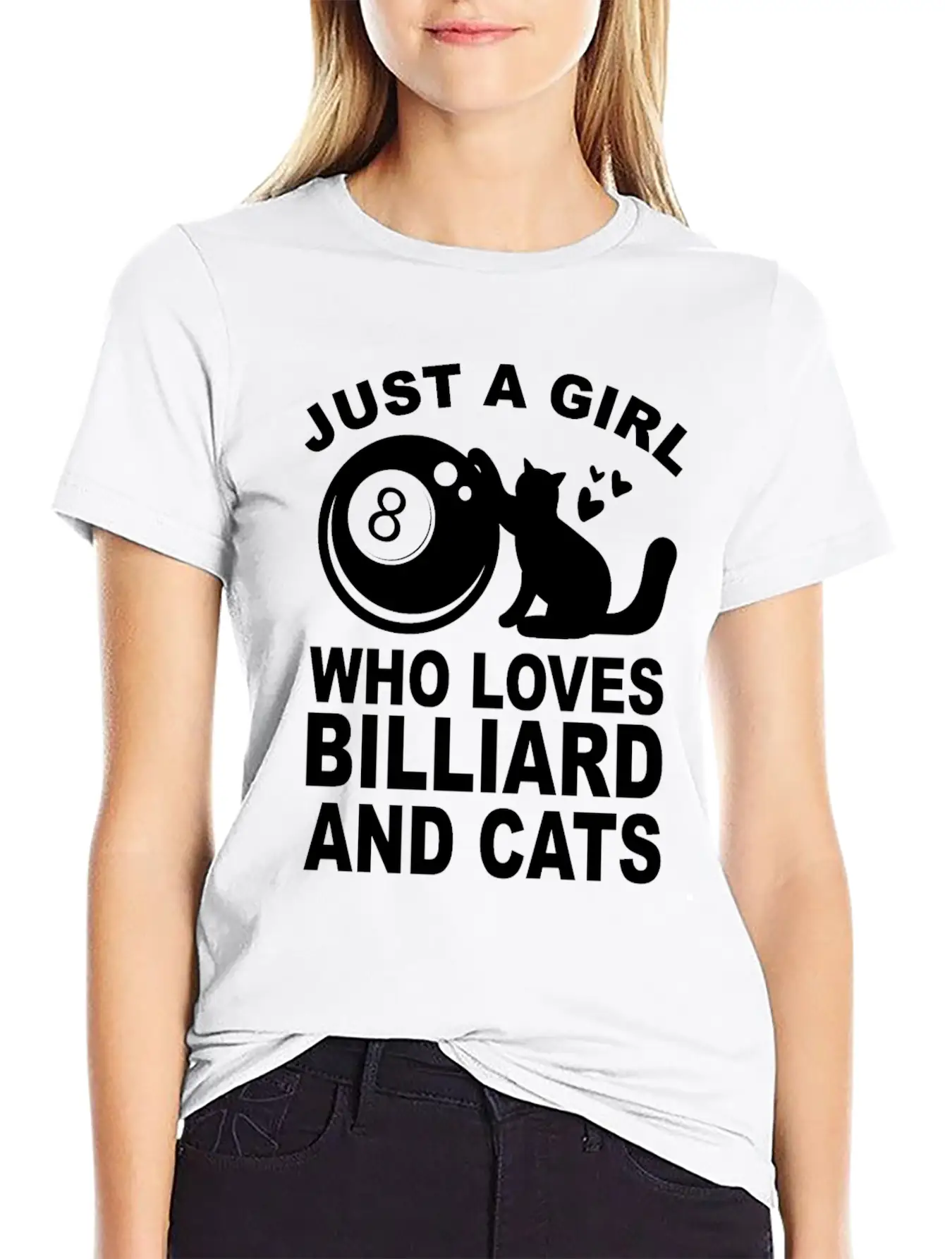 Just A Girl Who Loves Billiard And Cats Billiards Unisex Short Sleeve Soft Cotton T-Shirt – Casual Everyday Wear