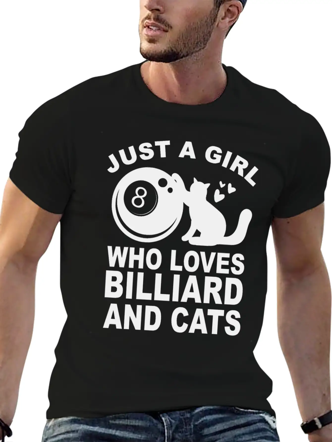 Just A Girl Who Loves Billiard And Cats Billiards Unisex Short Sleeve Soft Cotton T-Shirt – Casual Everyday Wear