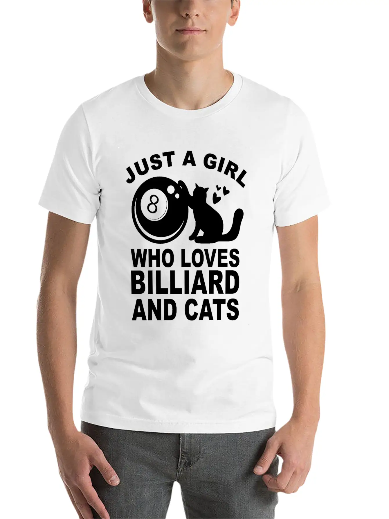 Just A Girl Who Loves Billiard And Cats Billiards Unisex Short Sleeve Soft Cotton T-Shirt – Casual Everyday Wear