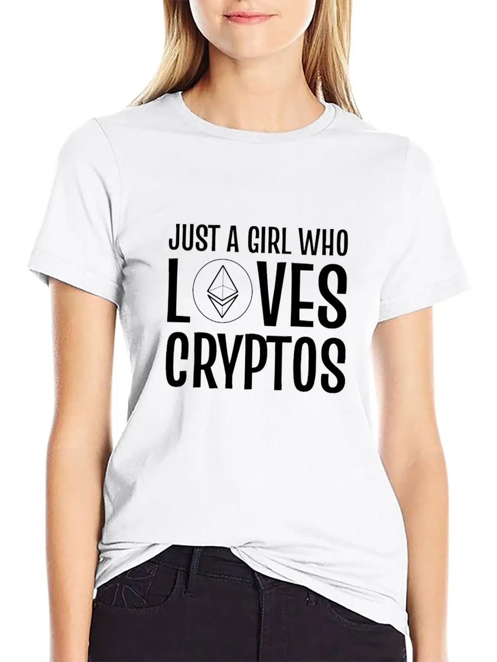 Just A Girl Who Loves Cryptos ETH Crypto Wallet Unisex Casual T-Shirt – Clean Design For Daily Comfort