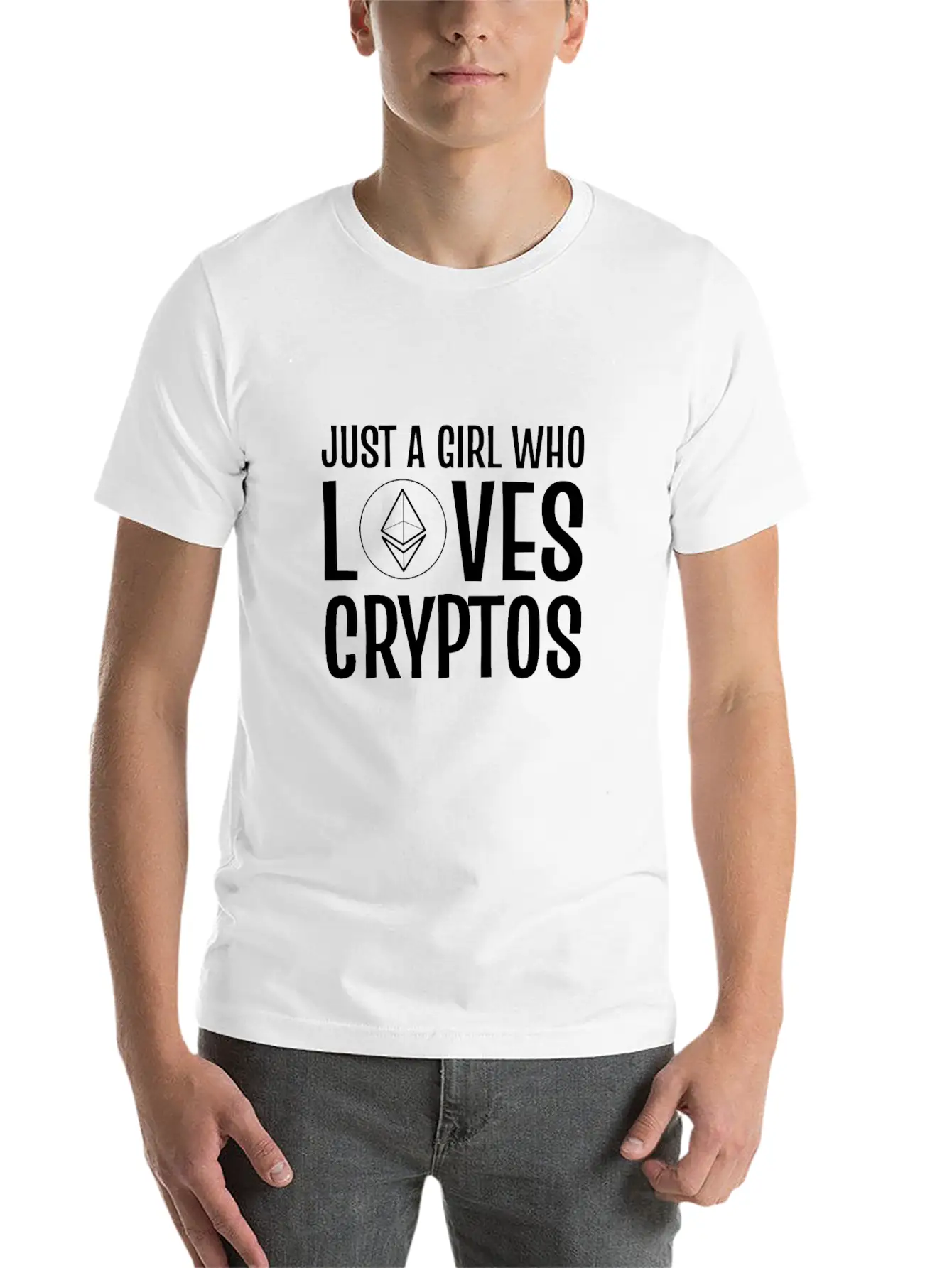 Just A Girl Who Loves Cryptos ETH Crypto Wallet Unisex Casual T-Shirt – Clean Design For Daily Comfort