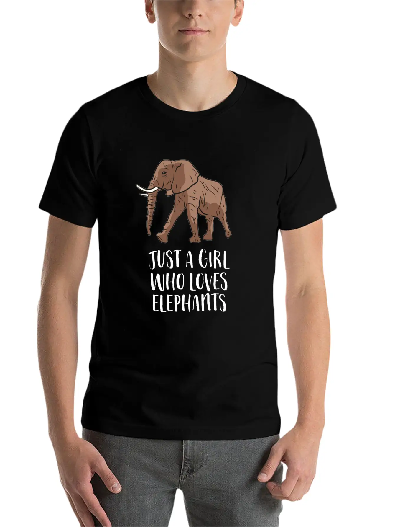 Just A Girl Who Loves Elephants Casual Graphic T-Shirt – Simple And Comfortable Daily Wear