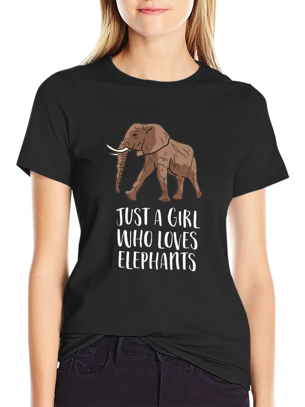 Just A Girl Who Loves Elephants Casual Graphic T-Shirt – Simple And Comfortable Daily Wear