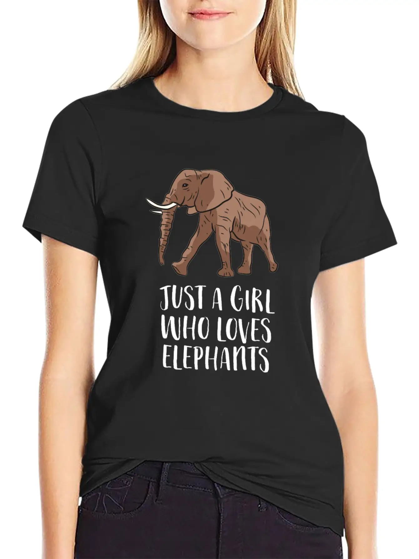 Just A Girl Who Loves Elephants Casual Graphic T-Shirt – Simple And Comfortable Daily Wear