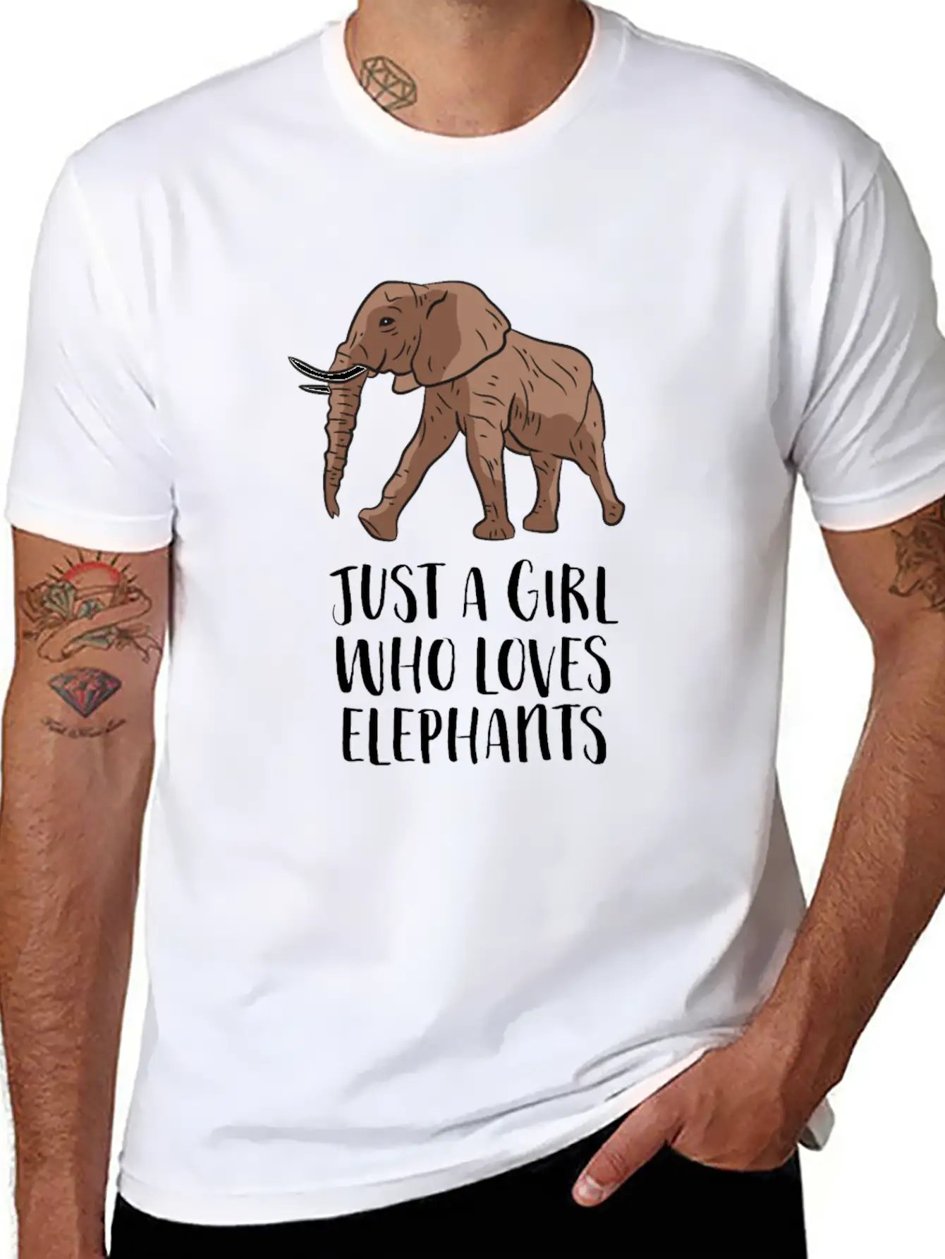 Just A Girl Who Loves Elephants Casual Graphic T-Shirt – Simple And Comfortable Daily Wear
