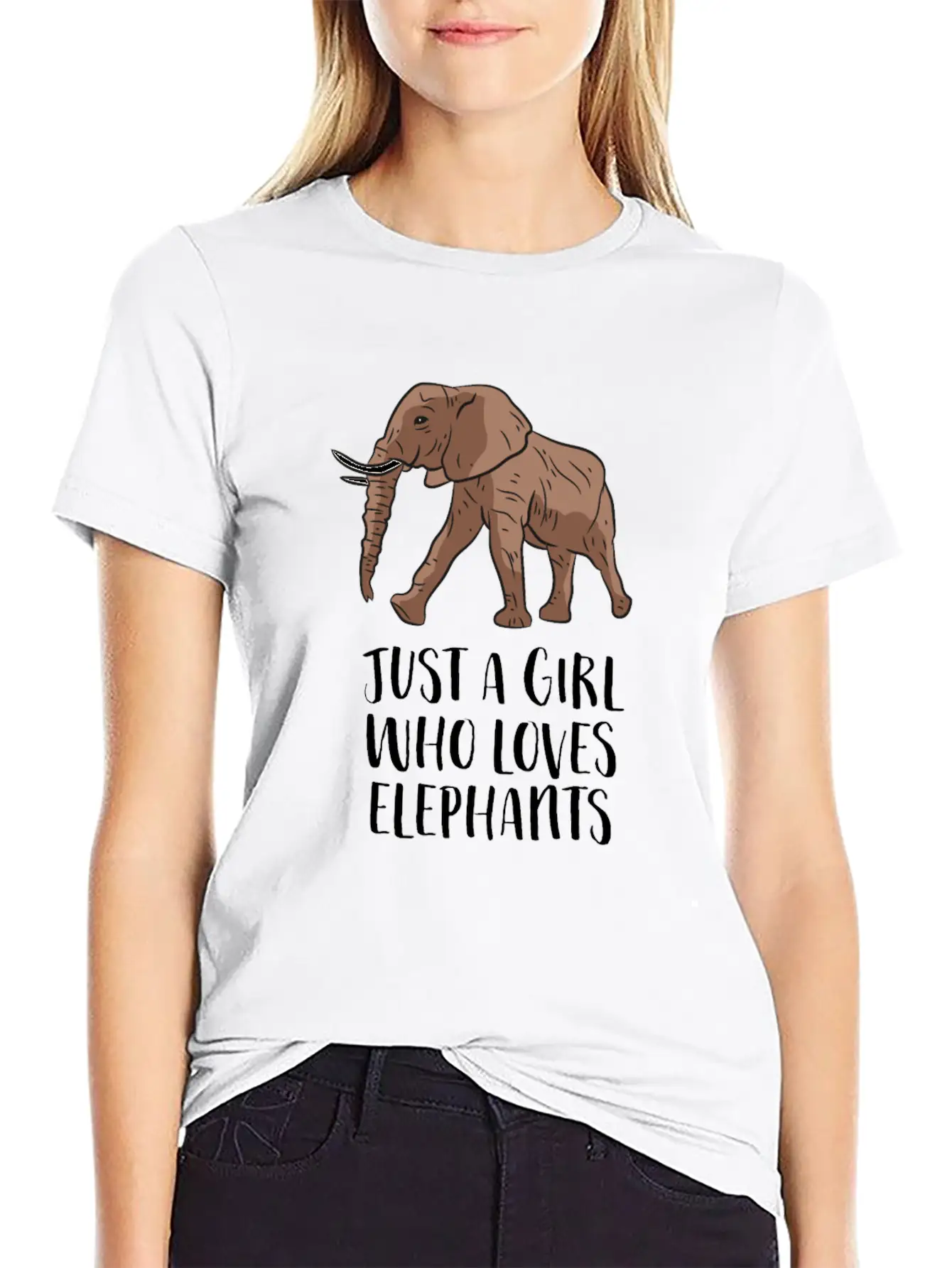 Just A Girl Who Loves Elephants Casual Graphic T-Shirt – Simple And Comfortable Daily Wear