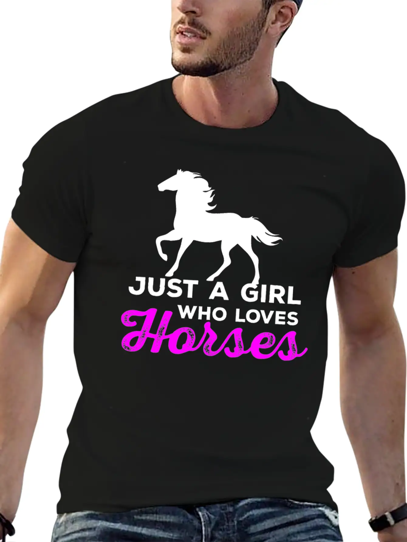 Just A Girl Who Loves Horses - Horse And Farm Girl Stylish Everyday T-Shirt – Unisex Basic Cotton Tee