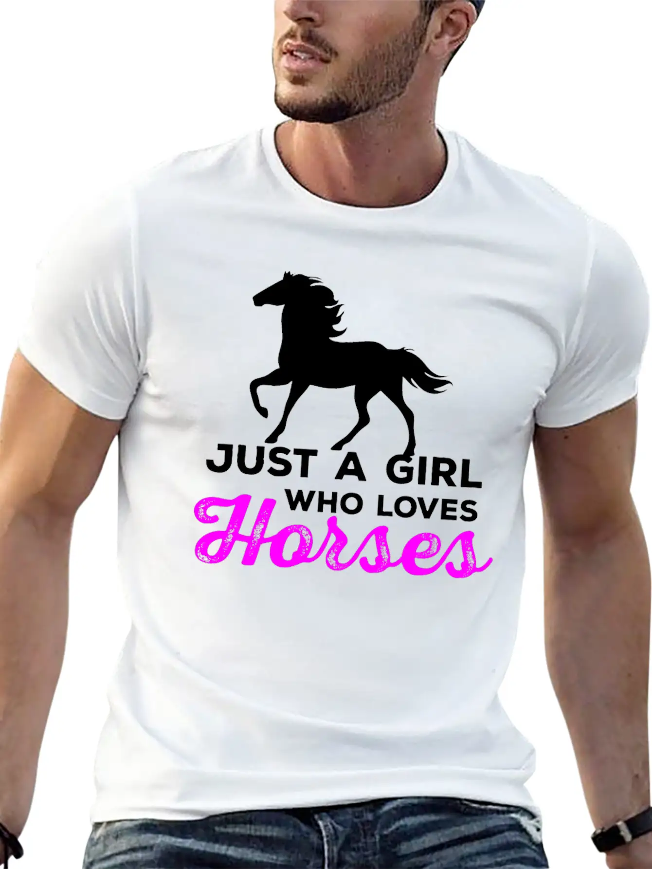 Just A Girl Who Loves Horses - Horse And Farm Girl Stylish Everyday T-Shirt – Unisex Basic Cotton Tee