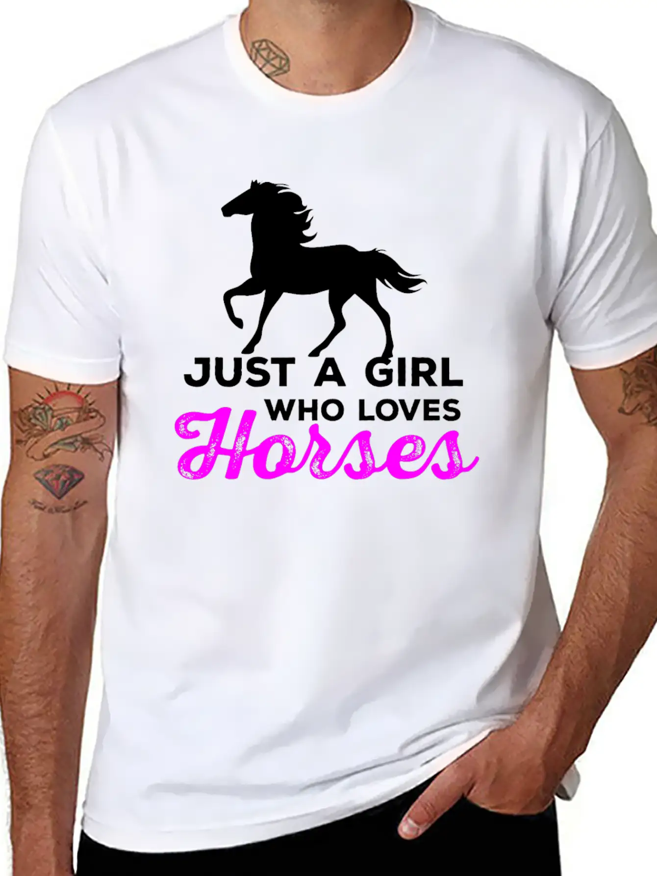 Just A Girl Who Loves Horses - Horse And Farm Girl Stylish Everyday T-Shirt – Unisex Basic Cotton Tee