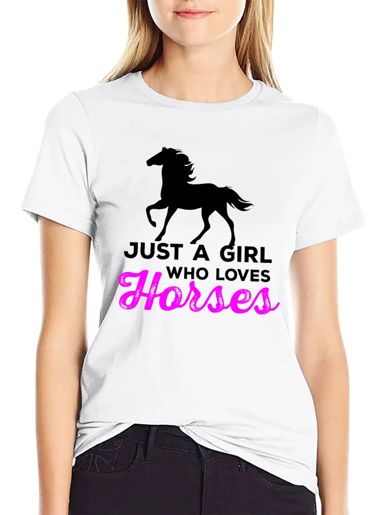 Just A Girl Who Loves Horses - Horse And Farm Girl Stylish Everyday T-Shirt – Unisex Basic Cotton Tee