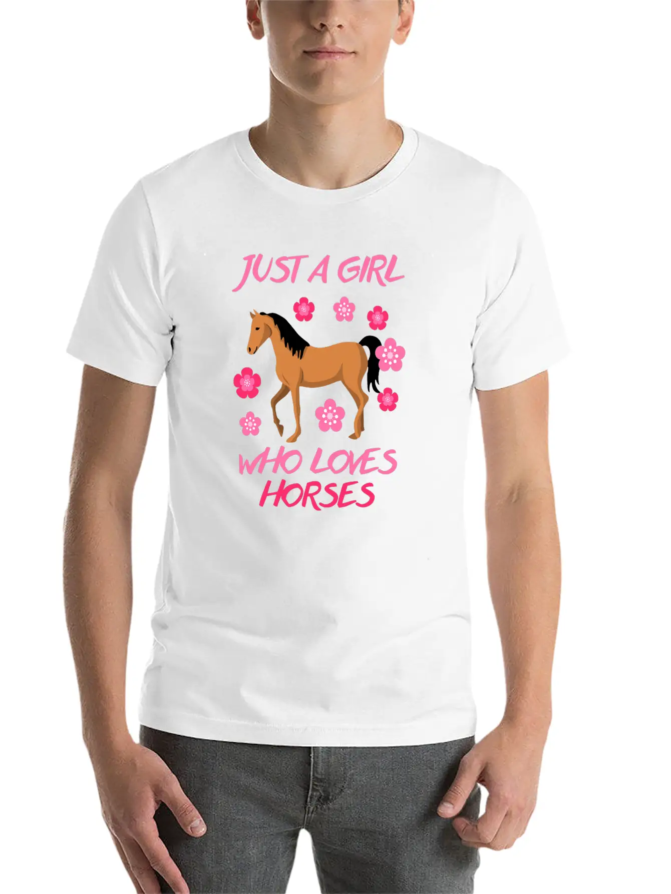 Just A Girl Who Loves Horses Horse Riding Equestri Casual Graphic T-Shirt – Simple And Comfortable Daily Wear