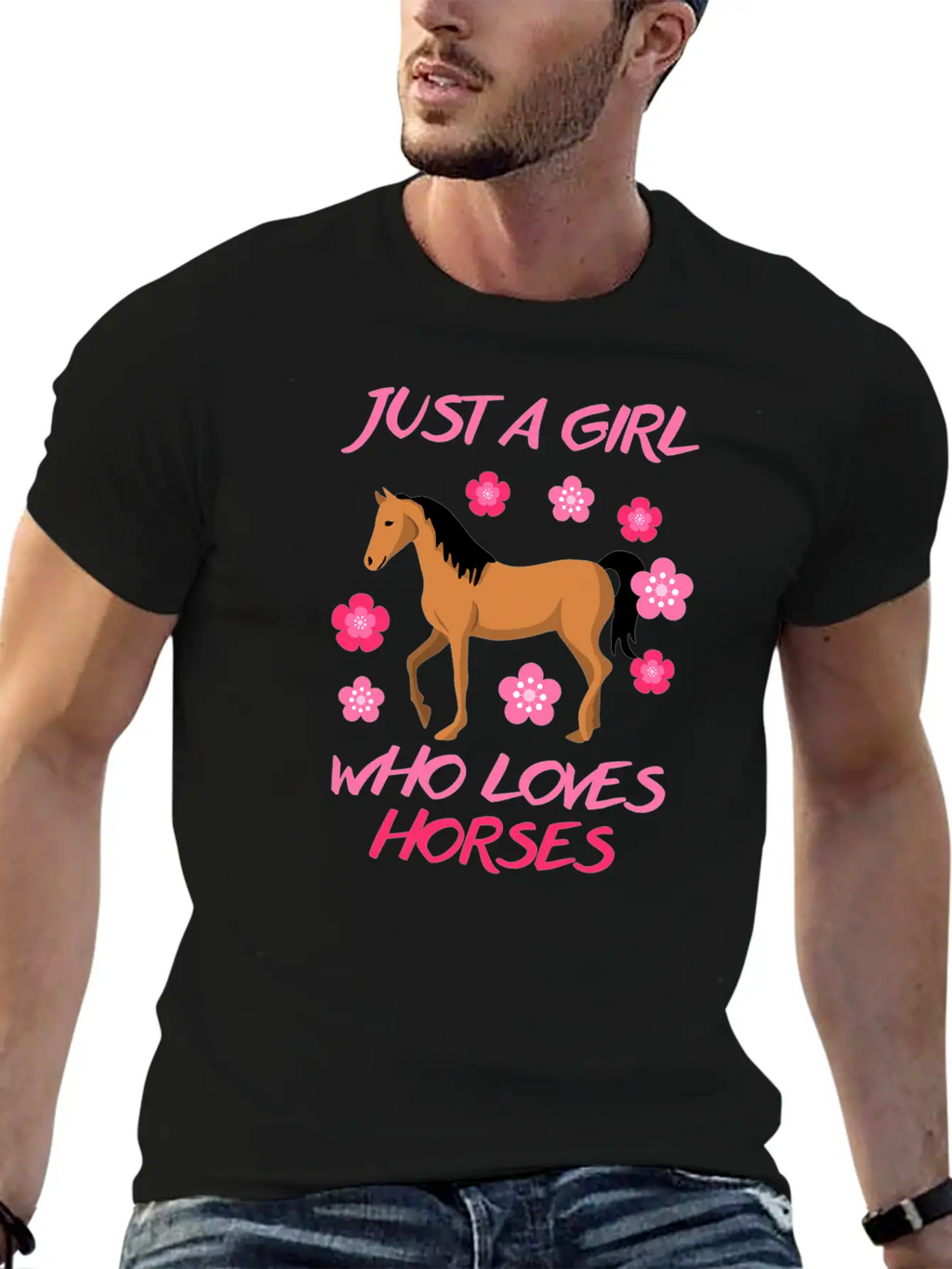 Just A Girl Who Loves Horses Horse Riding Equestri Casual Graphic T-Shirt – Simple And Comfortable Daily Wear