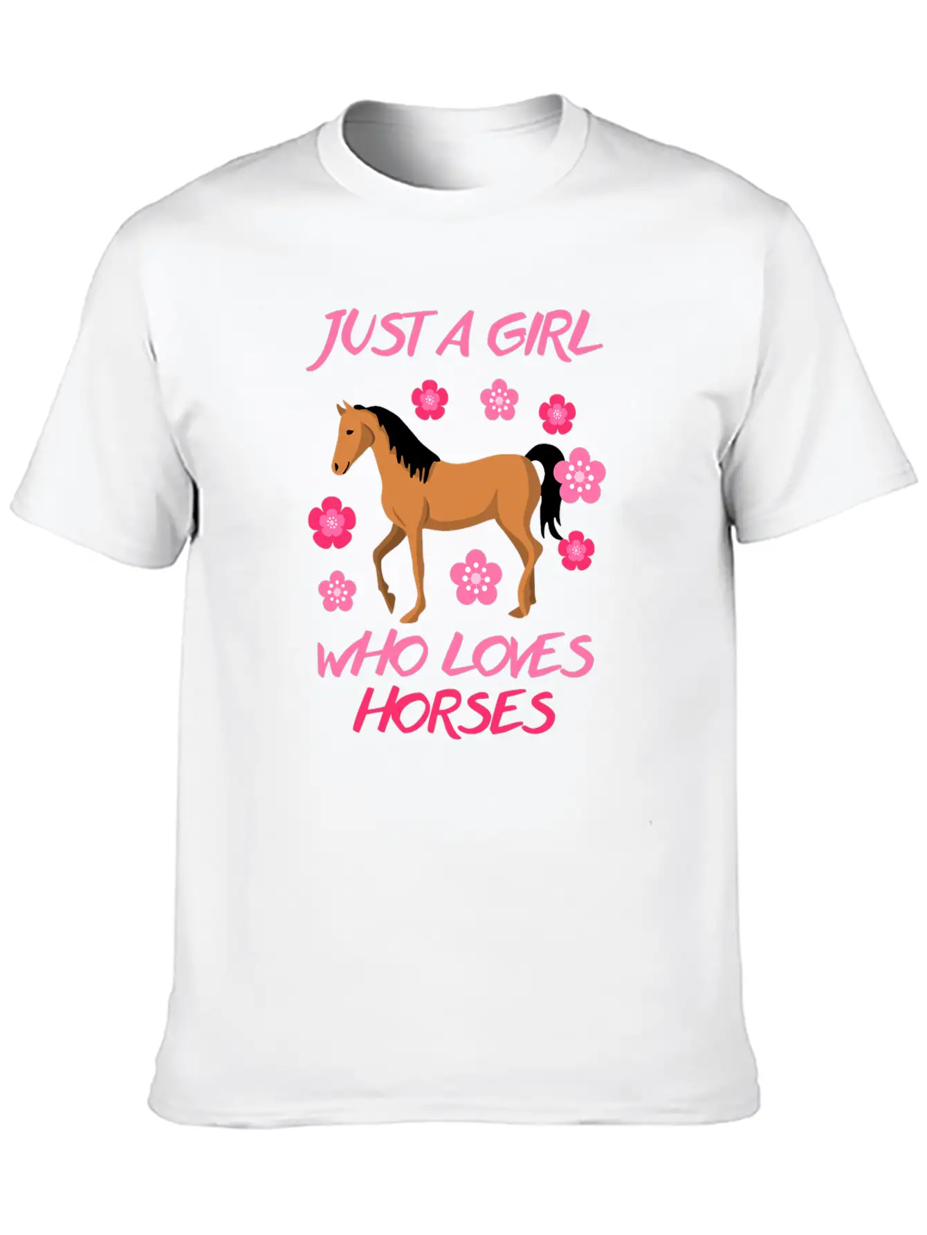 Just A Girl Who Loves Horses Horse Riding Equestri Casual Graphic T-Shirt – Simple And Comfortable Daily Wear