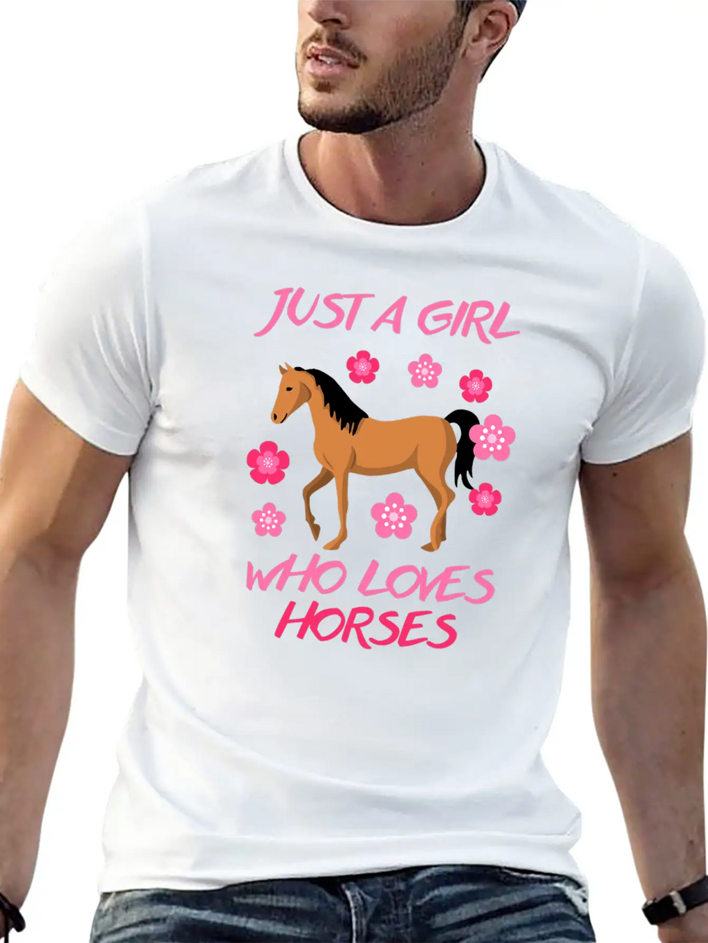 Just A Girl Who Loves Horses Horse Riding Equestri Casual Graphic T-Shirt – Simple And Comfortable Daily Wear
