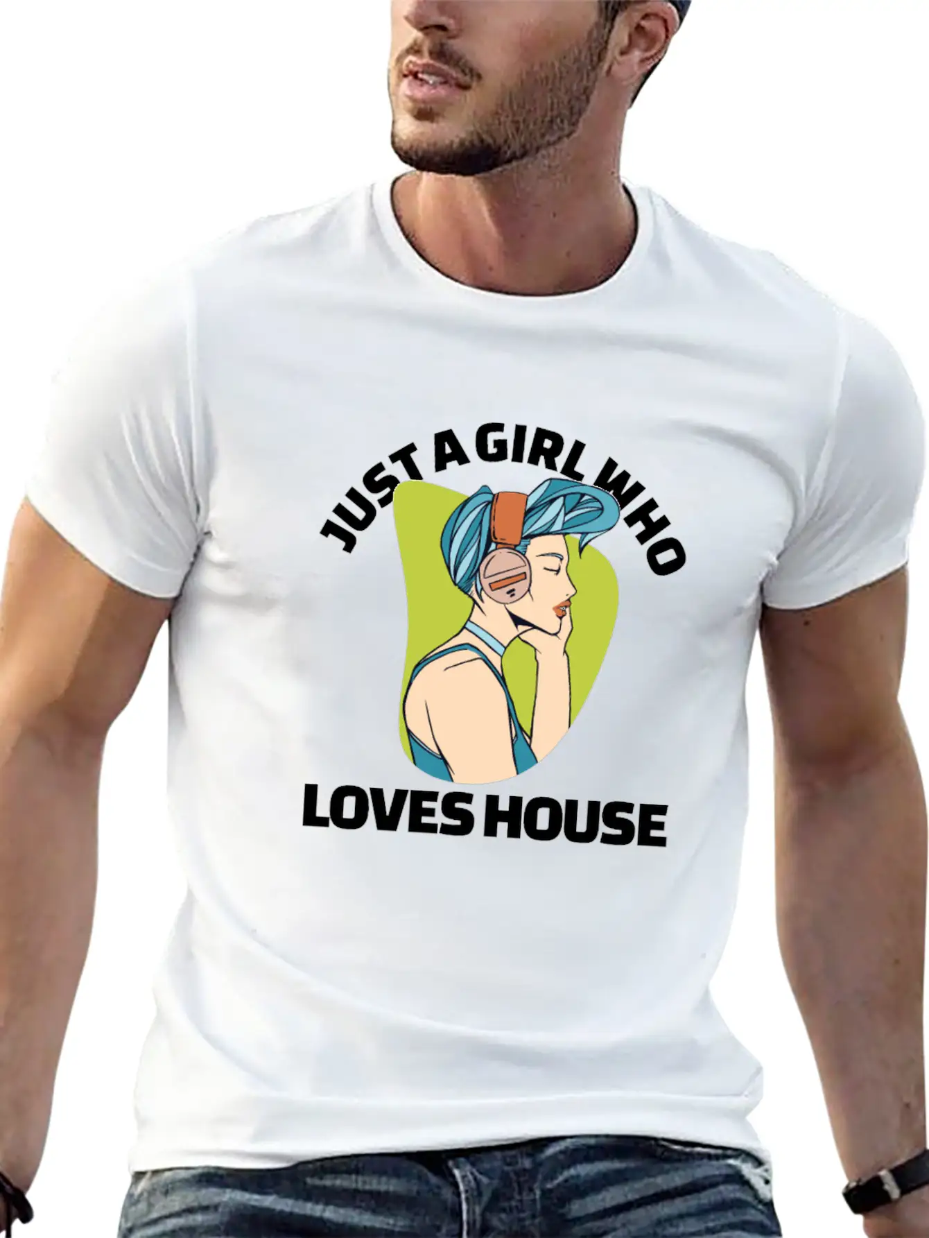 Just A Girl Who Loves House EDM Lover House Musihc Unisex Short Sleeve Soft Cotton T-Shirt – Casual Everyday Wear