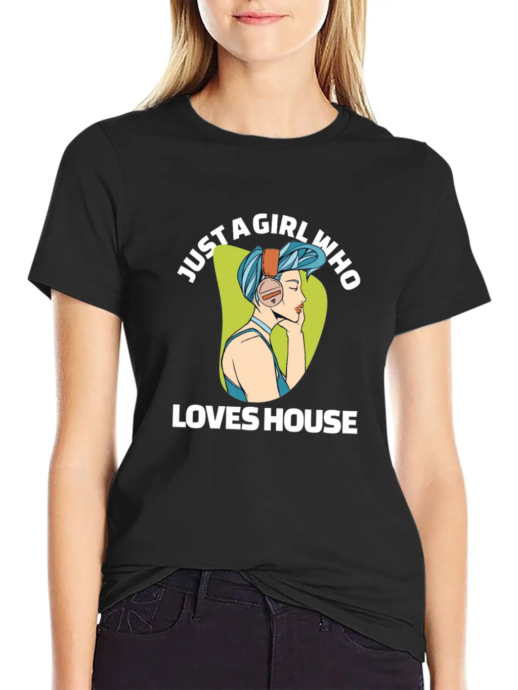 Just A Girl Who Loves House EDM Lover House Musihc Unisex Short Sleeve Soft Cotton T-Shirt – Casual Everyday Wear