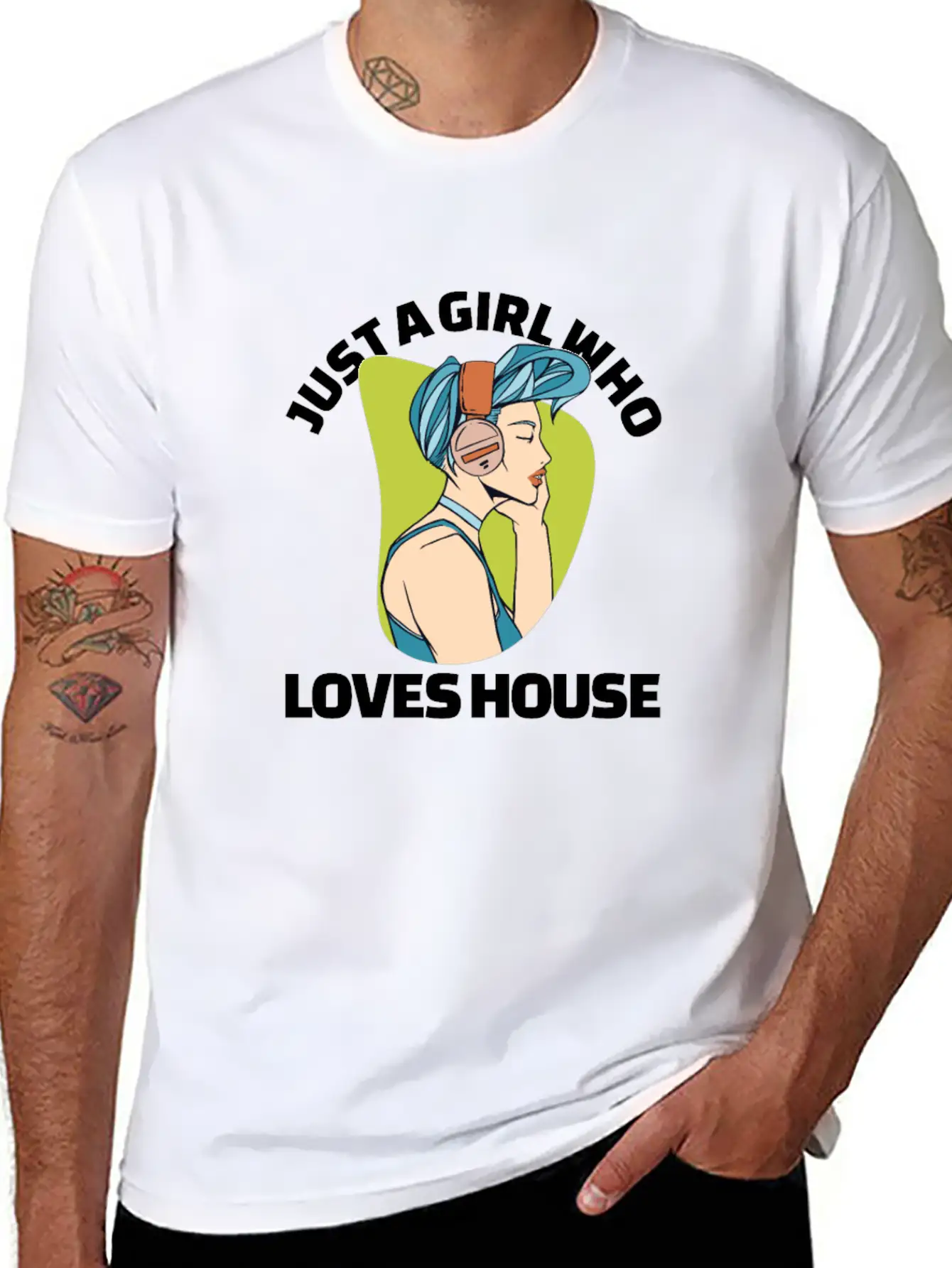 Just A Girl Who Loves House EDM Lover House Musihc Unisex Short Sleeve Soft Cotton T-Shirt – Casual Everyday Wear