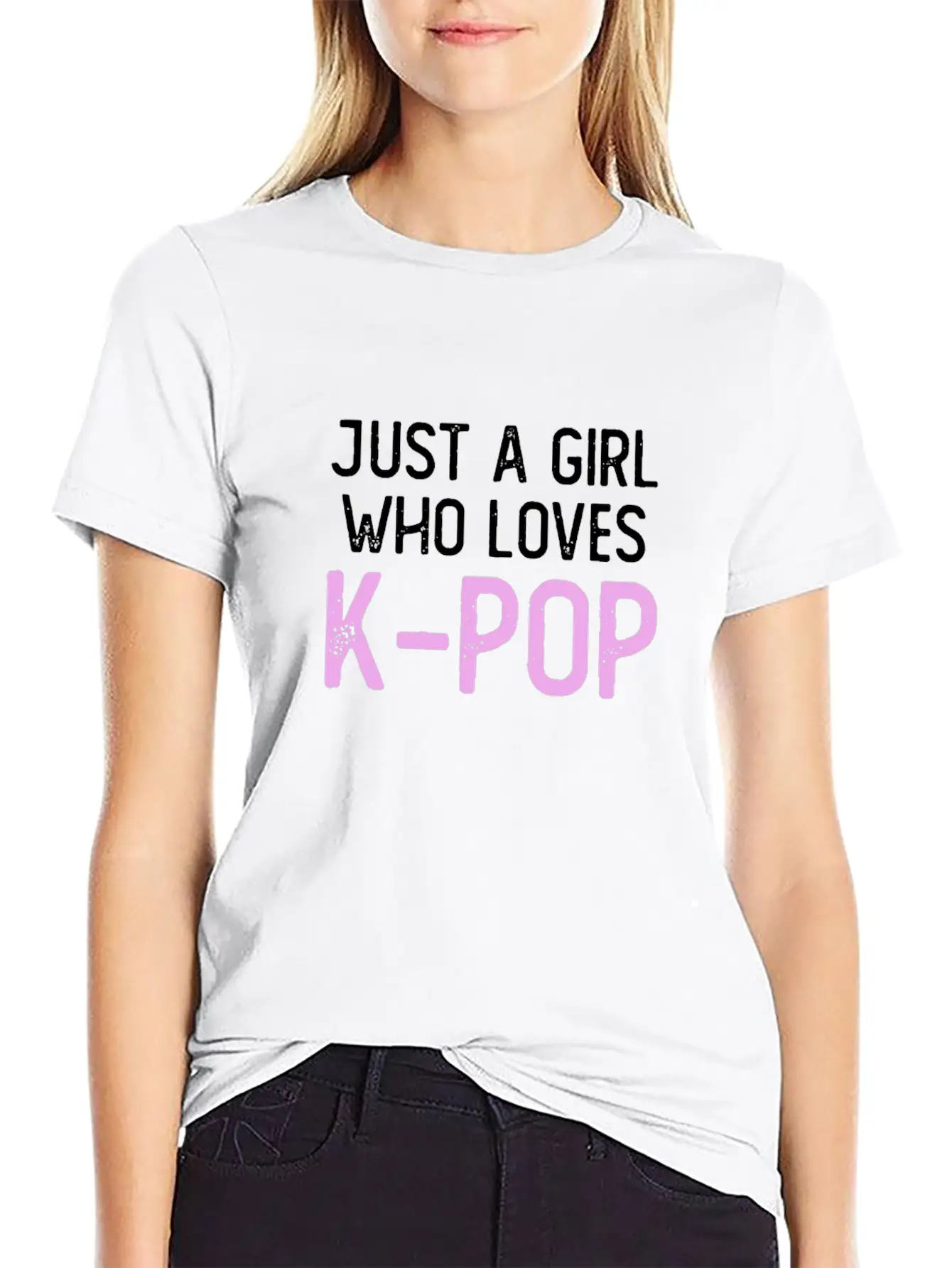 Just A Girl Who Loves K-Pop Unisex Short Sleeve Soft Cotton T-Shirt – Casual Everyday Wear