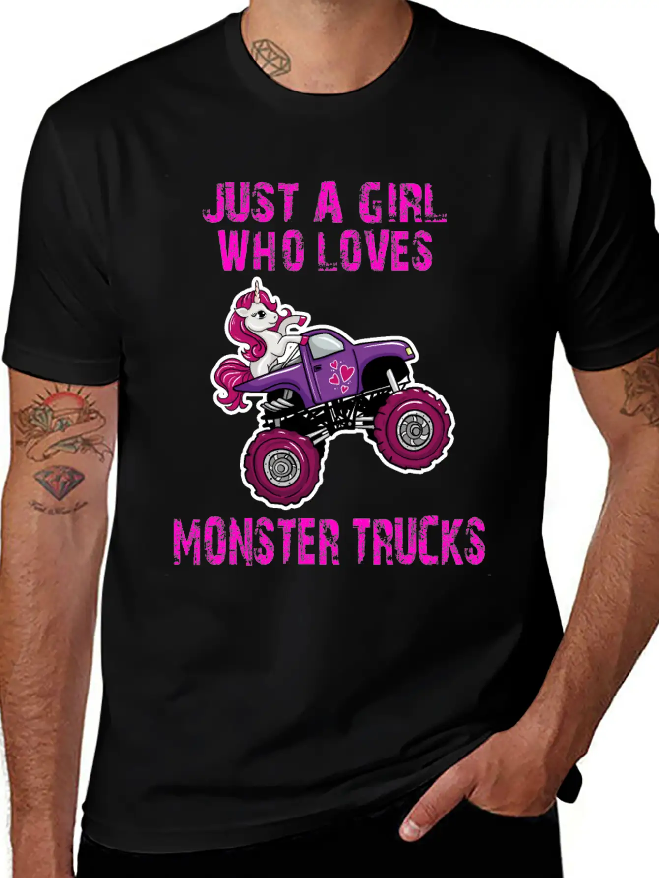 Just A Girl Who Loves Monster Trucks Unicorn Unisex Casual T-Shirt – Clean Design For Daily Comfort
