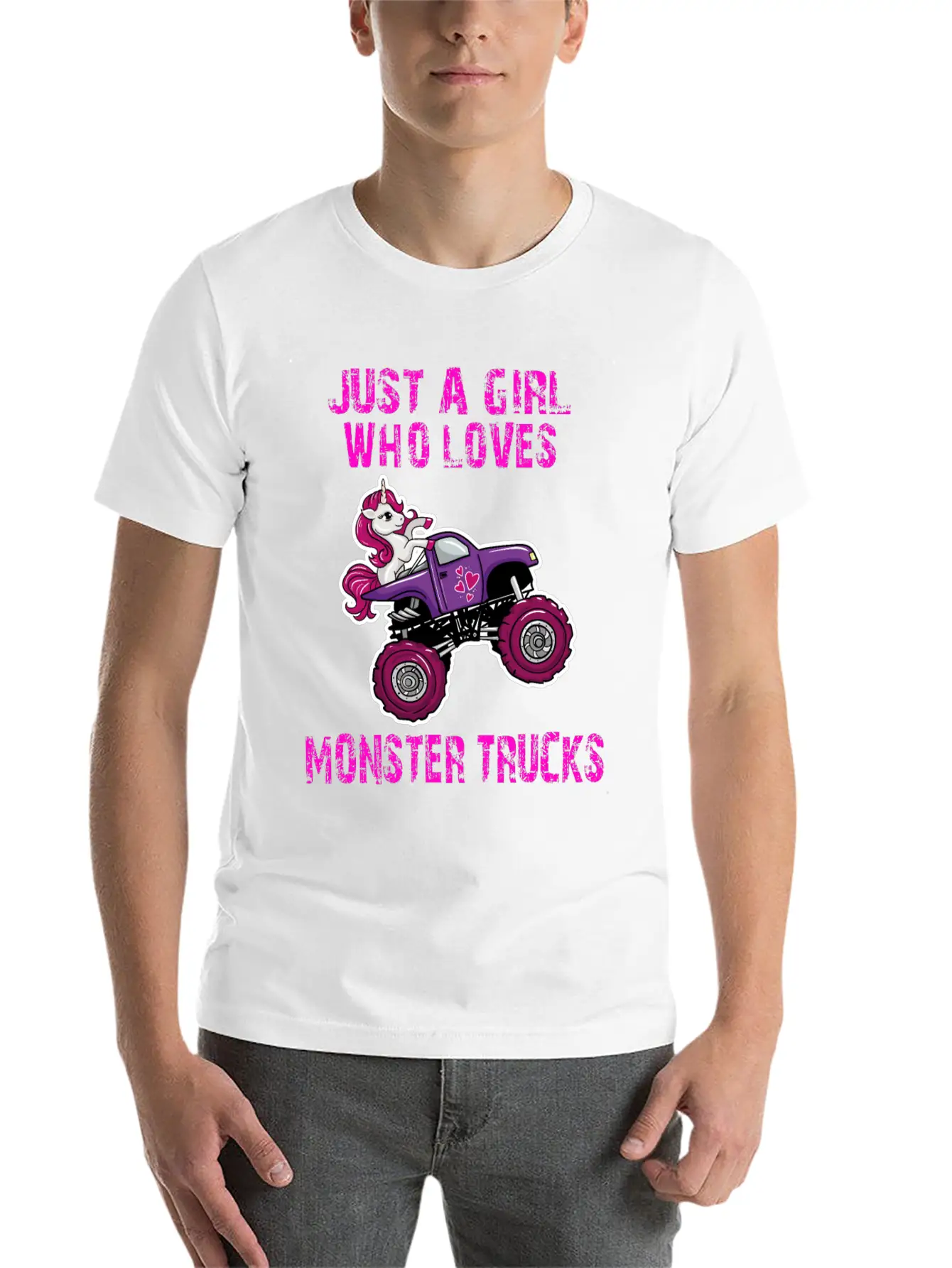 Just A Girl Who Loves Monster Trucks Unicorn Unisex Casual T-Shirt – Clean Design For Daily Comfort