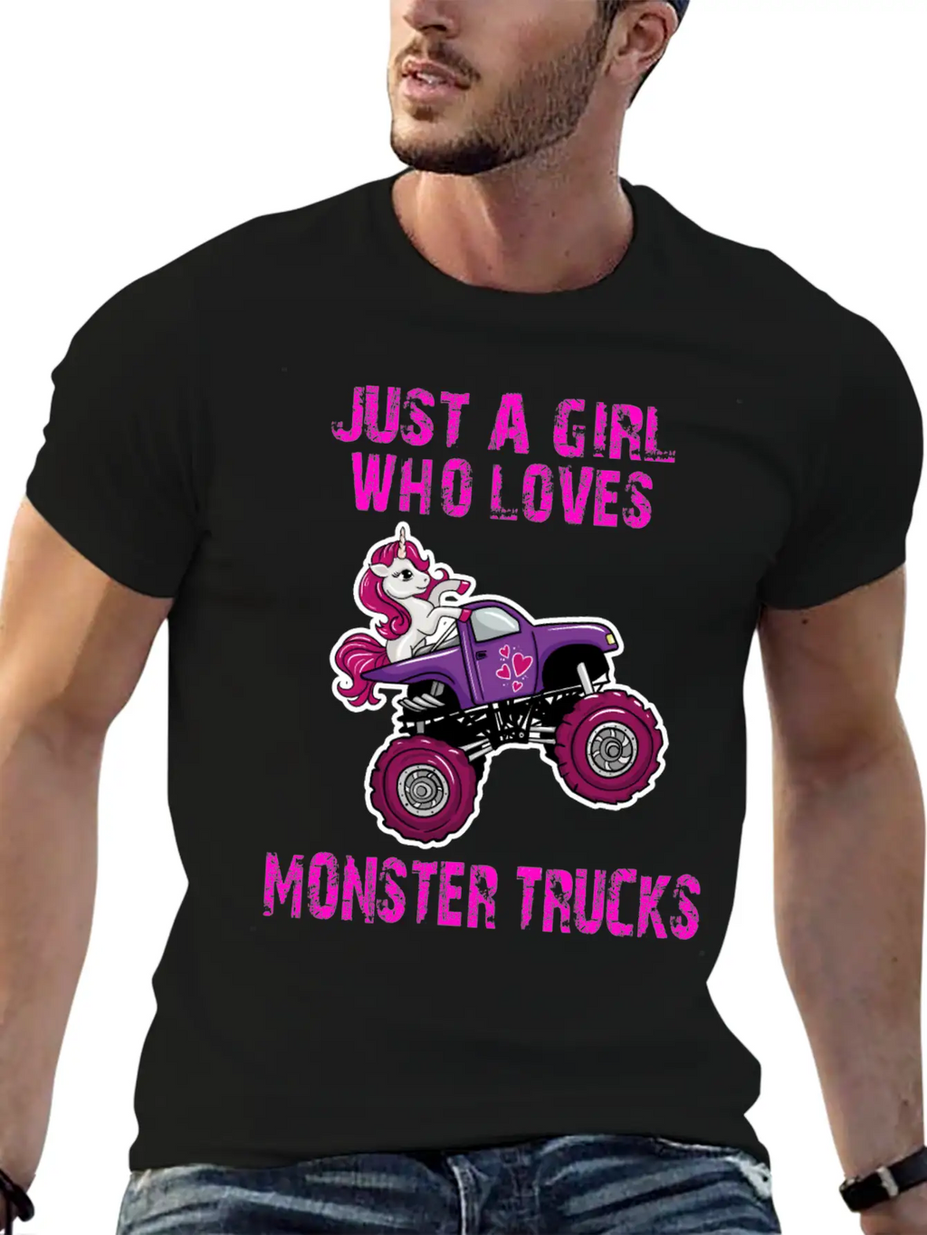 Just A Girl Who Loves Monster Trucks Unicorn Unisex Casual T-Shirt – Clean Design For Daily Comfort