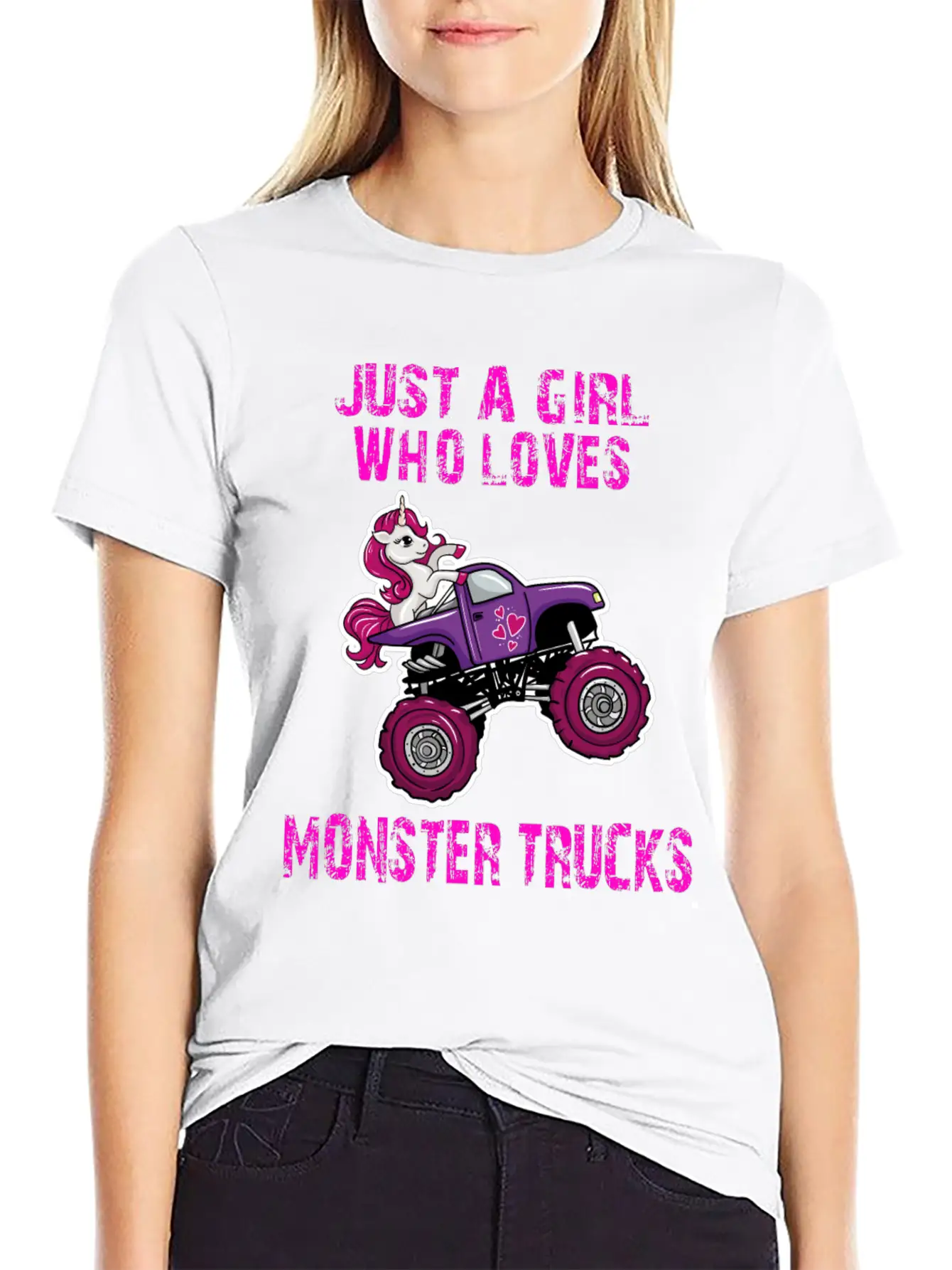Just A Girl Who Loves Monster Trucks Unicorn Unisex Casual T-Shirt – Clean Design For Daily Comfort
