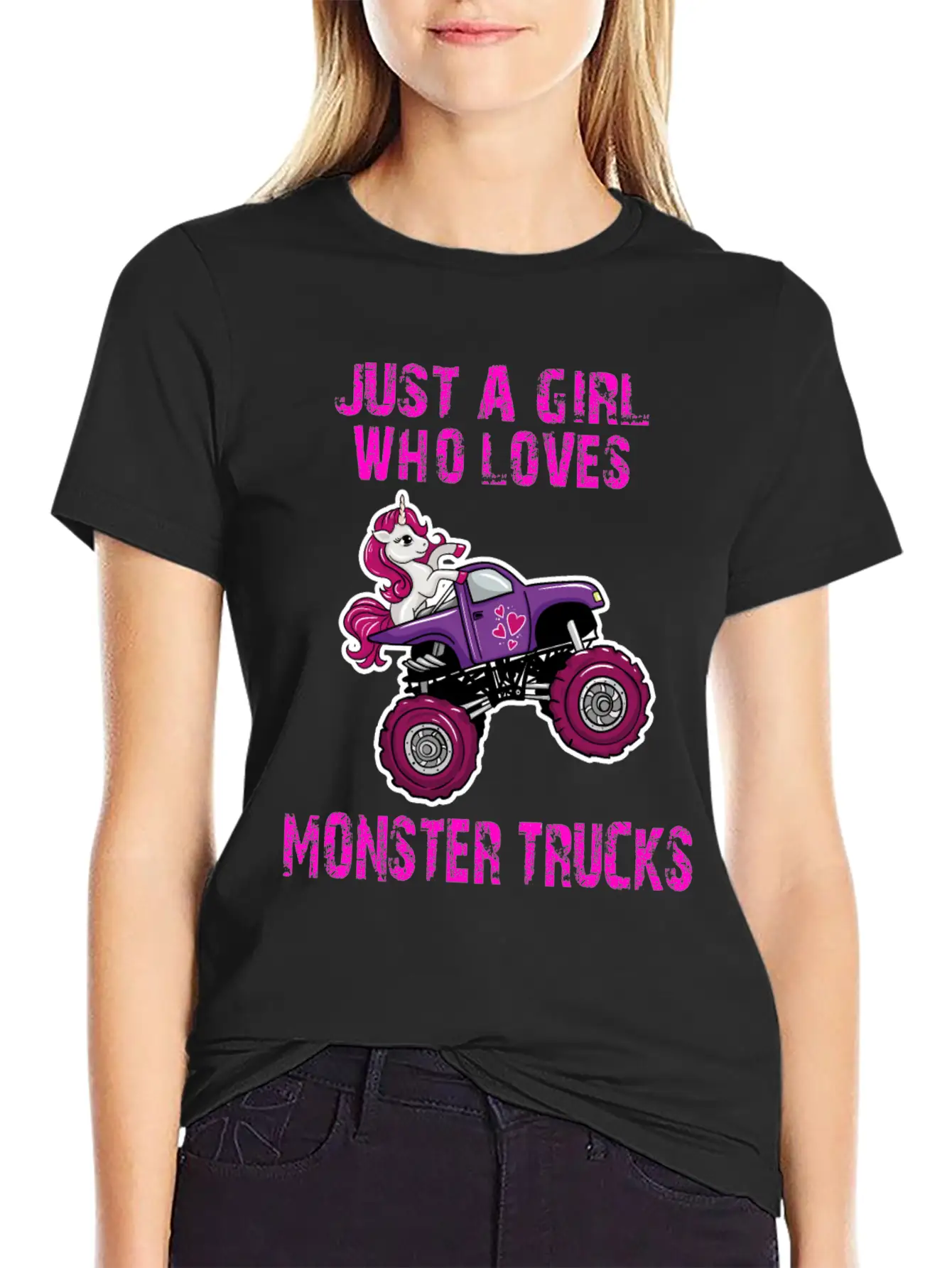 Just A Girl Who Loves Monster Trucks Unicorn Unisex Casual T-Shirt – Clean Design For Daily Comfort