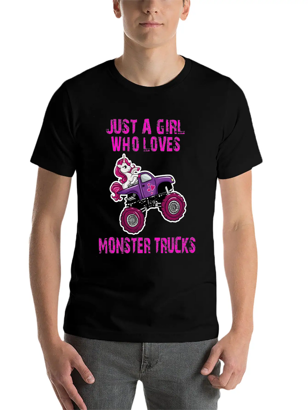 Just A Girl Who Loves Monster Trucks Unicorn Unisex Casual T-Shirt – Clean Design For Daily Comfort