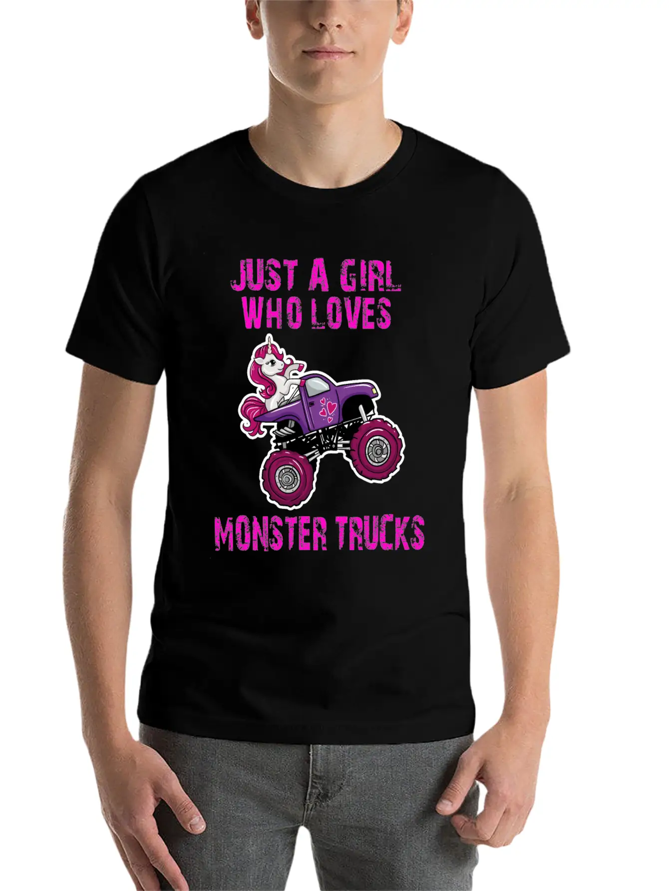Just A Girl Who Loves Monster Trucks Unicorn Unisex Casual T-Shirt – Clean Design For Daily Comfort