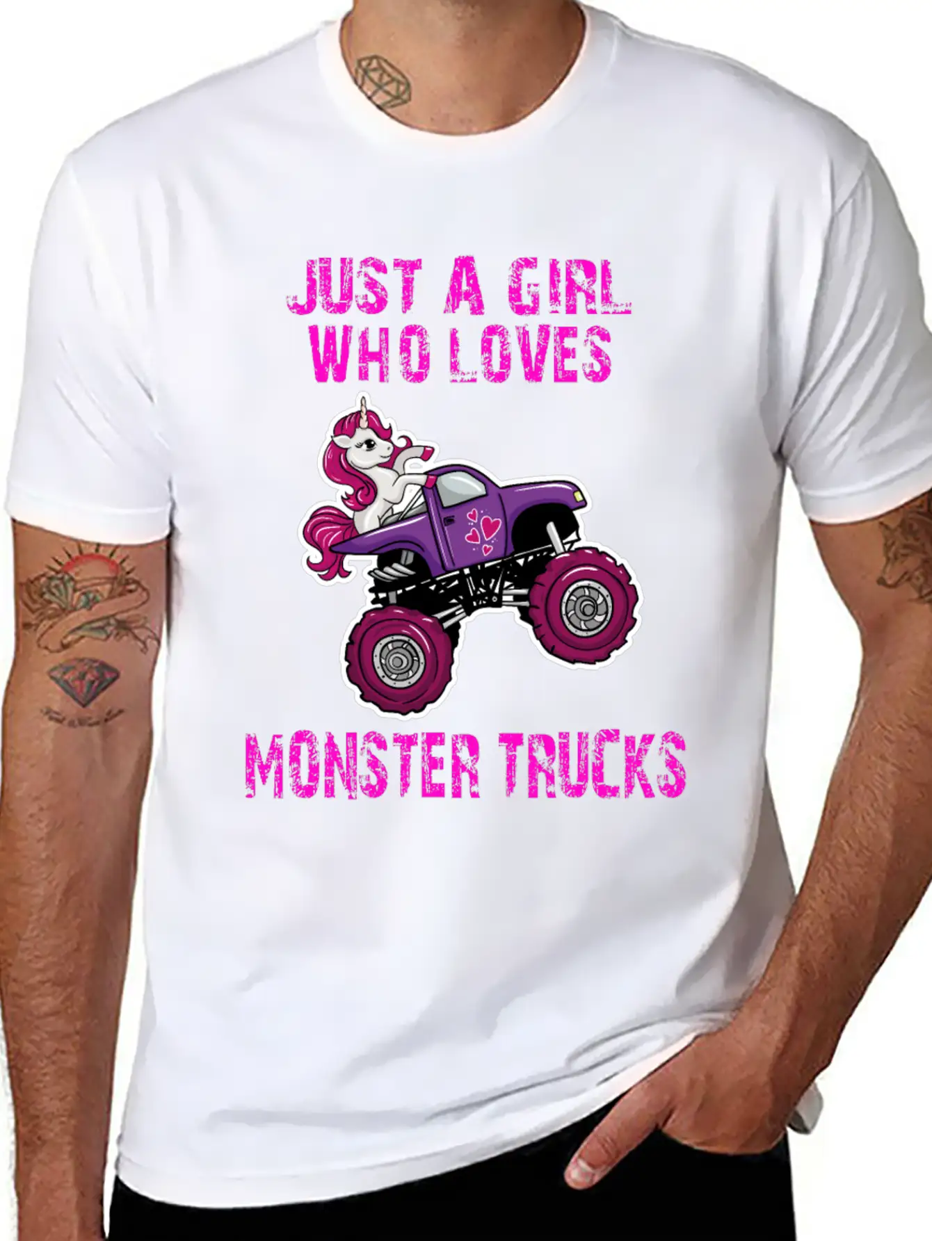 Just A Girl Who Loves Monster Trucks Unicorn Unisex Casual T-Shirt – Clean Design For Daily Comfort