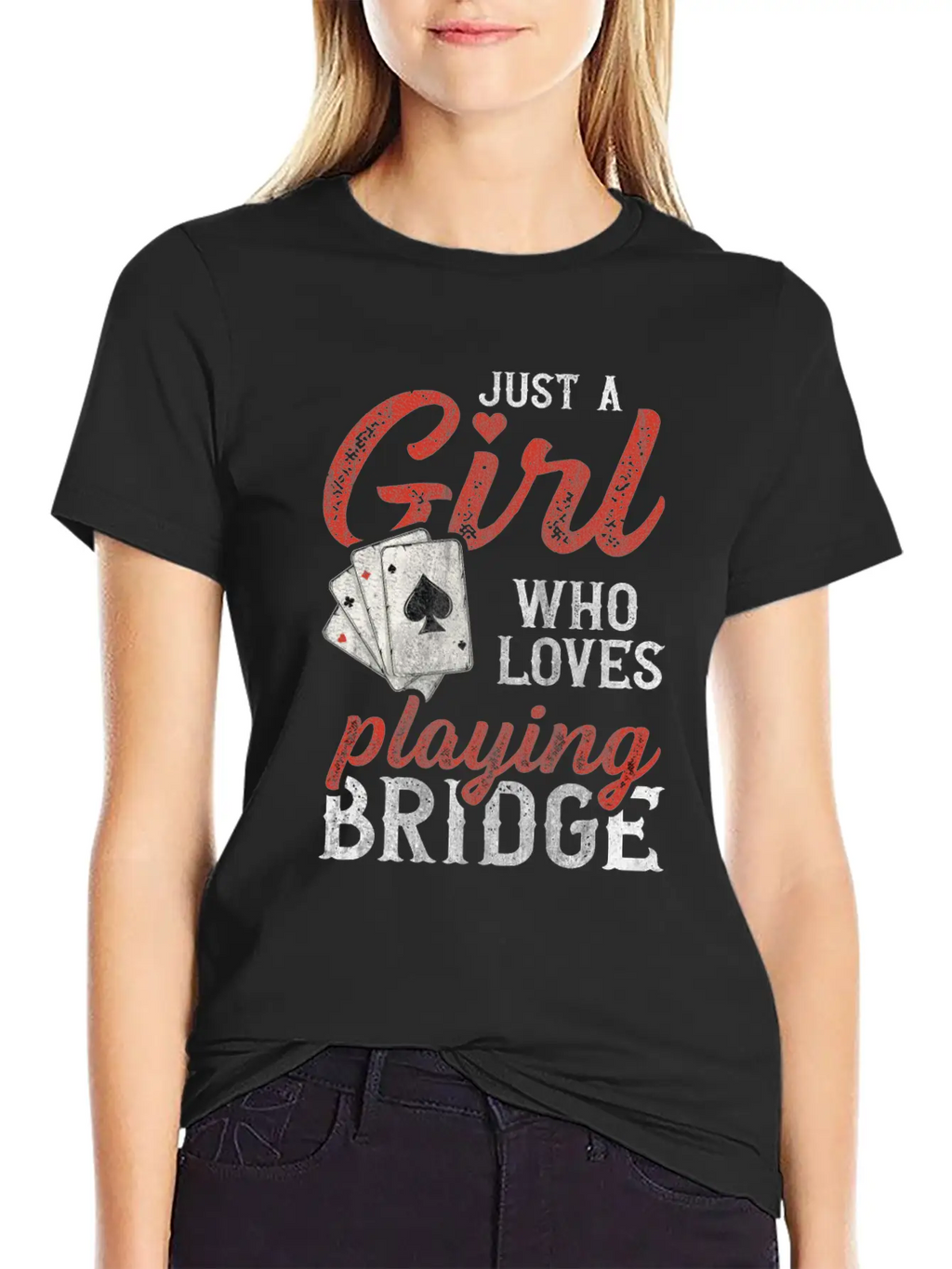 Just A Girl Who Loves Playing Bridge Quote For A Casual Graphic T-Shirt – Simple And Comfortable Daily Wear