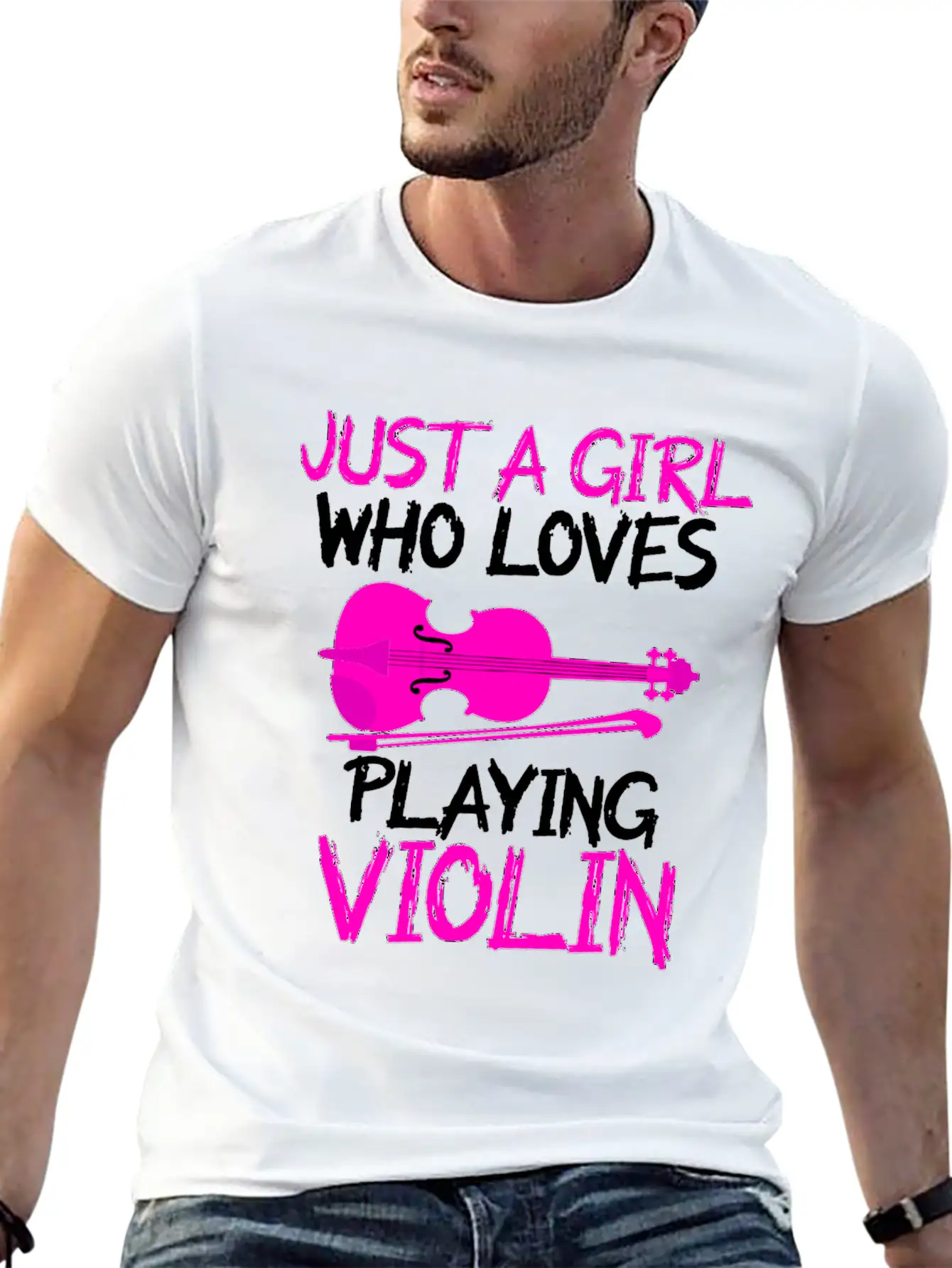 Just A Girl Who Loves Playing Violin Unisex Short Sleeve Soft Cotton T-Shirt – Casual Everyday Wear