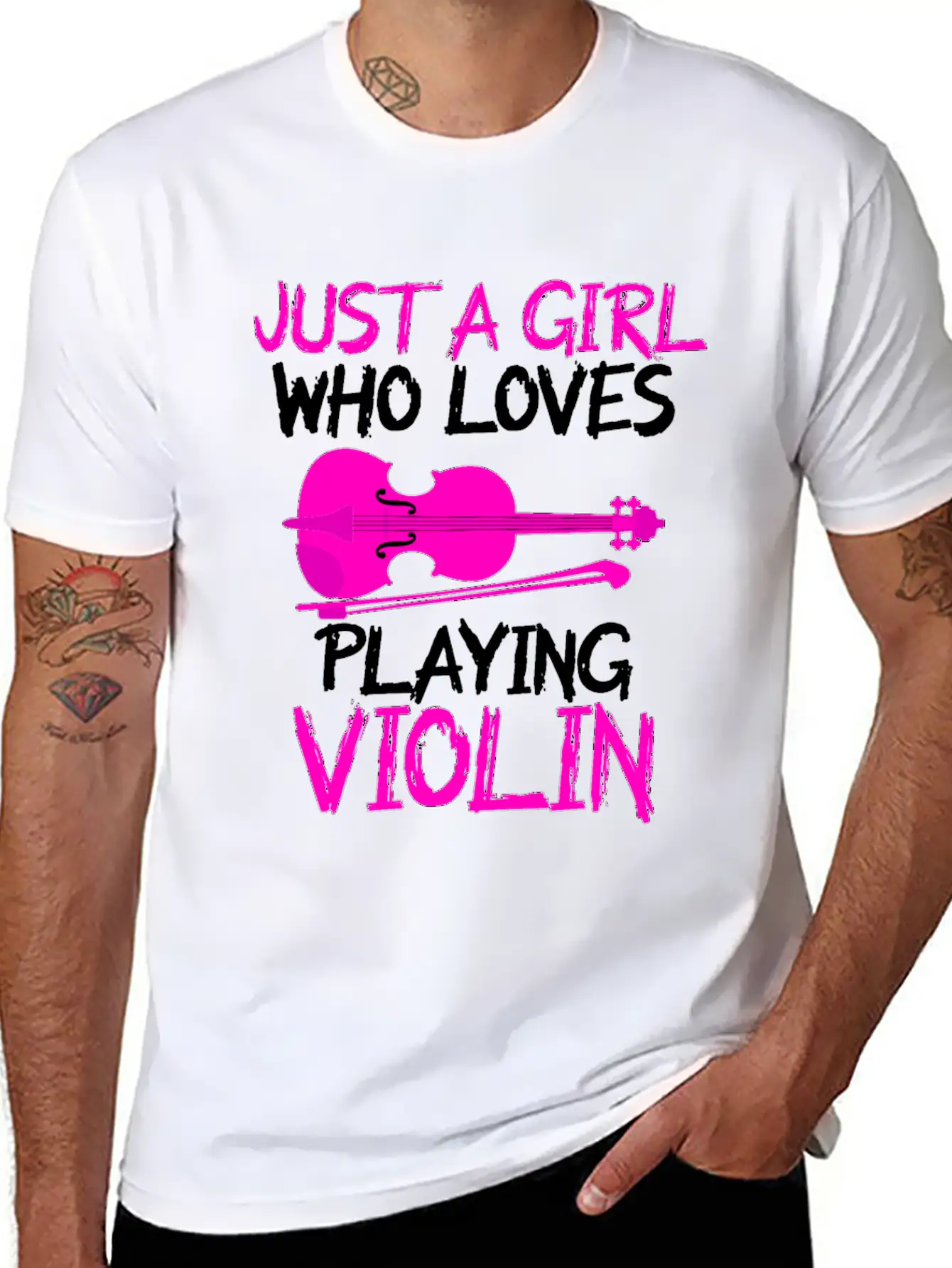 Just A Girl Who Loves Playing Violin Unisex Short Sleeve Soft Cotton T-Shirt – Casual Everyday Wear