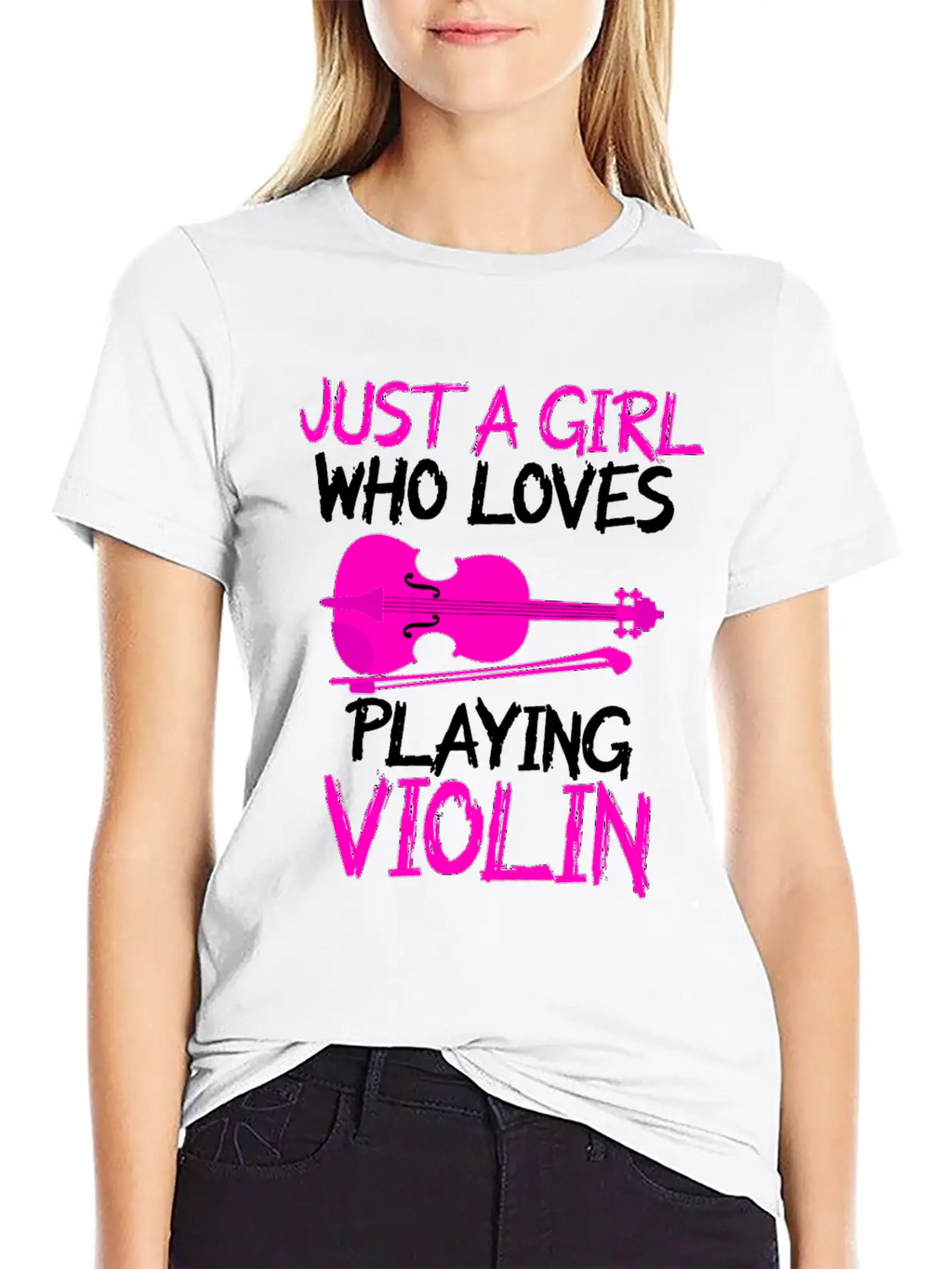 Just A Girl Who Loves Playing Violin Unisex Short Sleeve Soft Cotton T-Shirt – Casual Everyday Wear