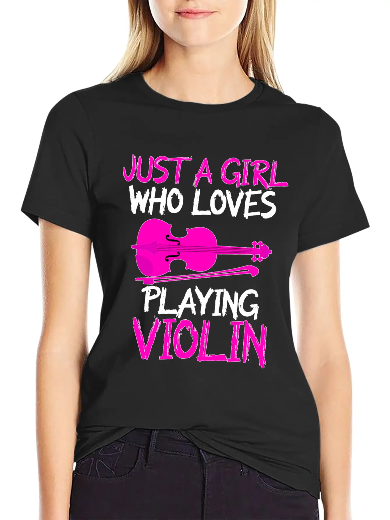 Just A Girl Who Loves Playing Violin Unisex Short Sleeve Soft Cotton T-Shirt – Casual Everyday Wear